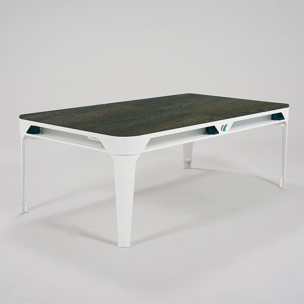 Billardtisch Jede helles ein für hat Dekor Tisch Abdeckplatte Hyphen, Cornilleau Vorder-/Rückseite Platte Holzdekor dunkles je weißen und Billardtisch