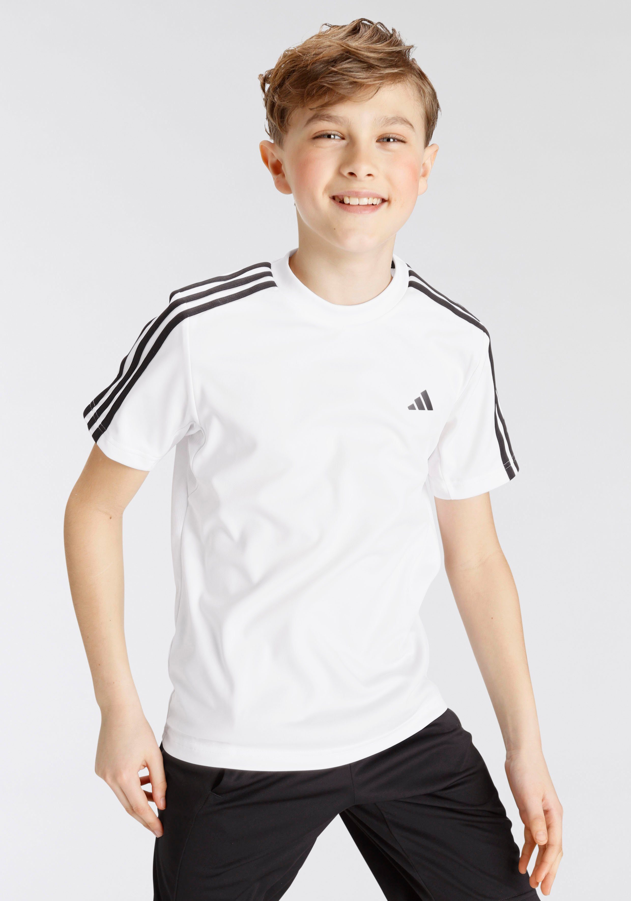 REGULAR-FIT Black T-Shirt AEROREADY 3-STREIFEN Sportswear TRAIN ESSENTIALS White / adidas