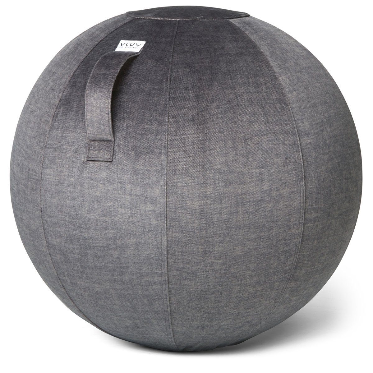 VLUV Sitzball BOL VARM Stoff-Sitzball in Anthracite (Dunkelgrau), Ø 60cm-65cm, Samt-Möbelbezugstoff - robust, formstabil, mit Tragegriff und Bodenring