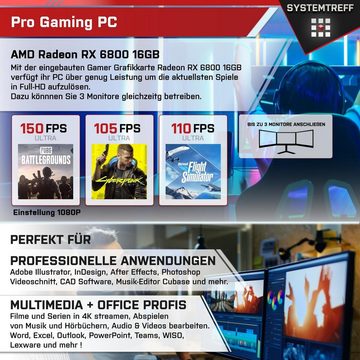 SYSTEMTREFF Gaming-PC-Komplettsystem (27", Intel Core i5 12600KF, Radeon RX 6800, 32 GB RAM, 1000 GB SSD, Windows 11, WLAN)