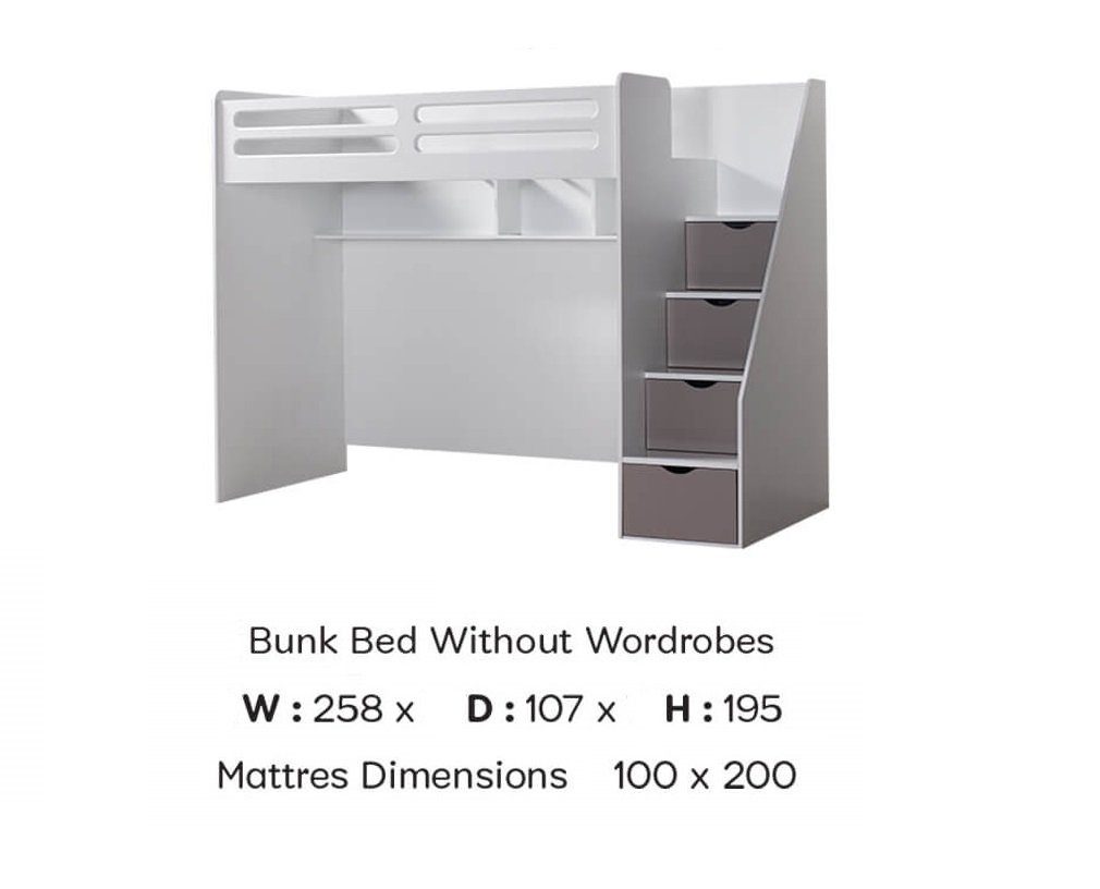 Möbel-Zeit Hochbett Kinderbett / Hochbett mit Treppe "Smart"