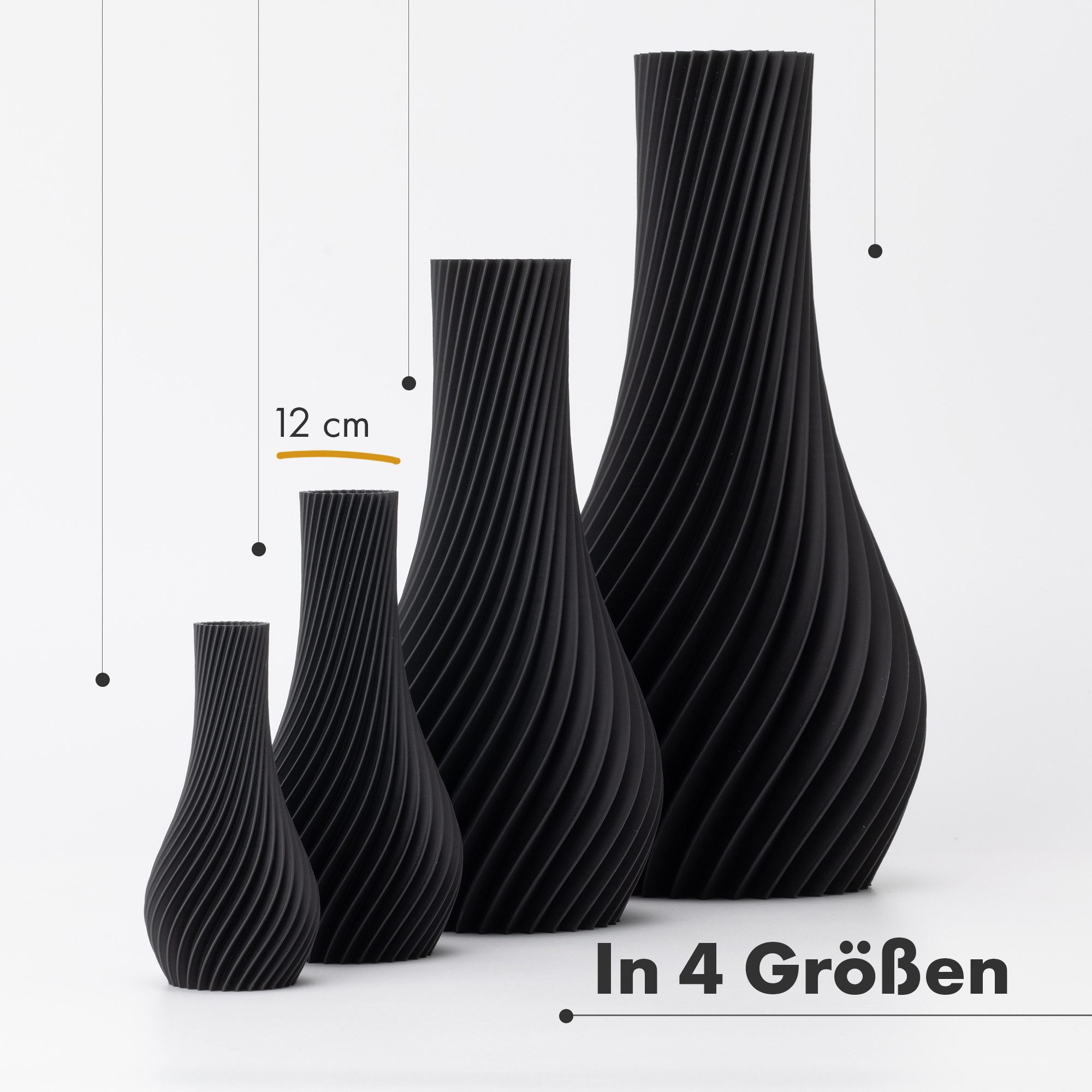 natumo Tischvase Vase Longi Schwarz 12 cm – Bild 2 von 5