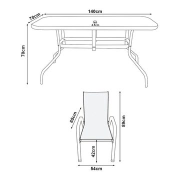 casa.pro Garten-Essgruppe, (Set, 7-tlg), »Aradeo« Set aus 1 Tisch und 6 Stühlen Schwarz