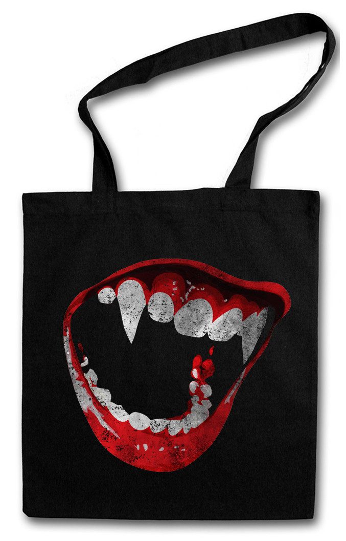 Beuteltasche Bite Stofftasche Vampir Blut True Gebiss Zähne Biss Bite Teeth Jaws