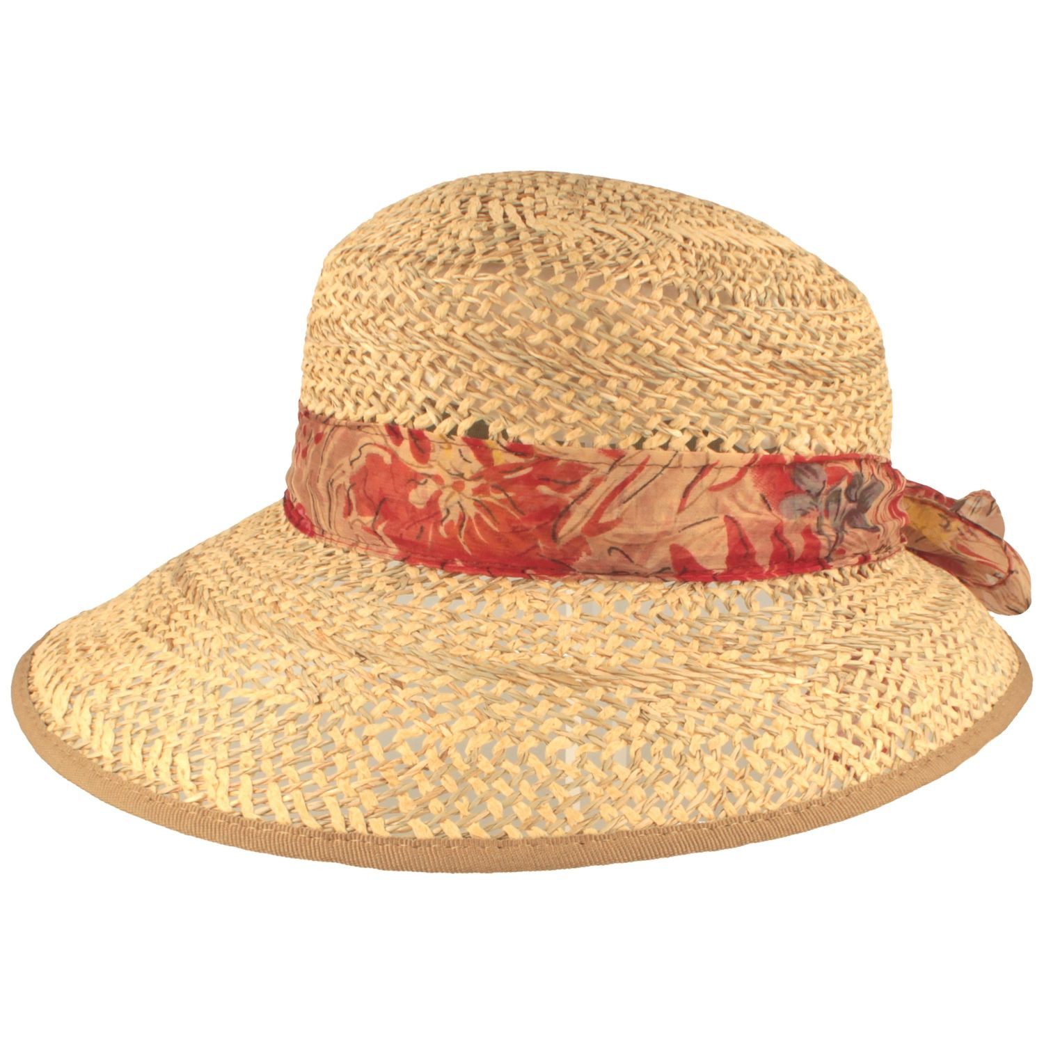 Breiter Strohhut Sommerliche, leichte Strohschute mit Chiffonband