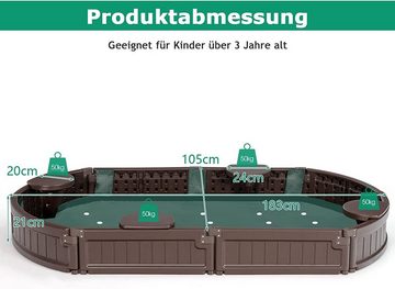 KOMFOTTEU Sandkasten Sandbox mit Wasserdichter Abdeckung, 183 x 105 x 21 cm