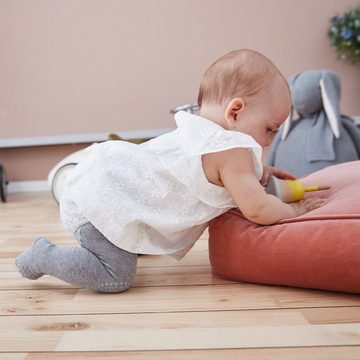 GoBabyGo Strumpfhose Baby Krabbelstrumpfhose - Kinder Strumpfhose mit ABS Noppen an Knien, Sohlen und Zehen für Mädchen und Jungs (Hellgrau)