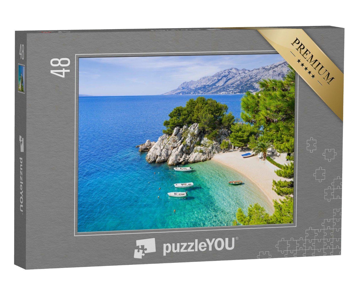 Puzzleteile, Strand: Riviera, Kroatien, & Wunderschöner Puzzle puzzleYOU Strand Makarska 48 Strand, Meer puzzleYOU-Kollektionen