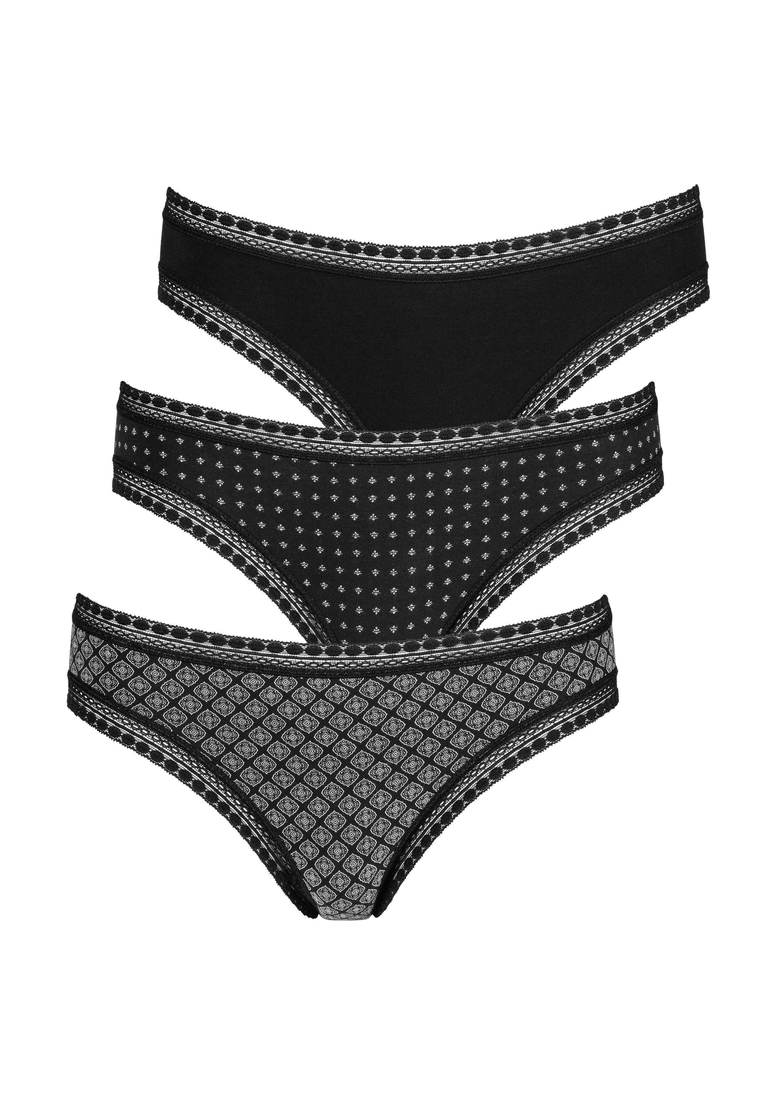 LASCANA Brasilslip (3er-Pack) aus elastischer Baumwolle mit weicher Spitze