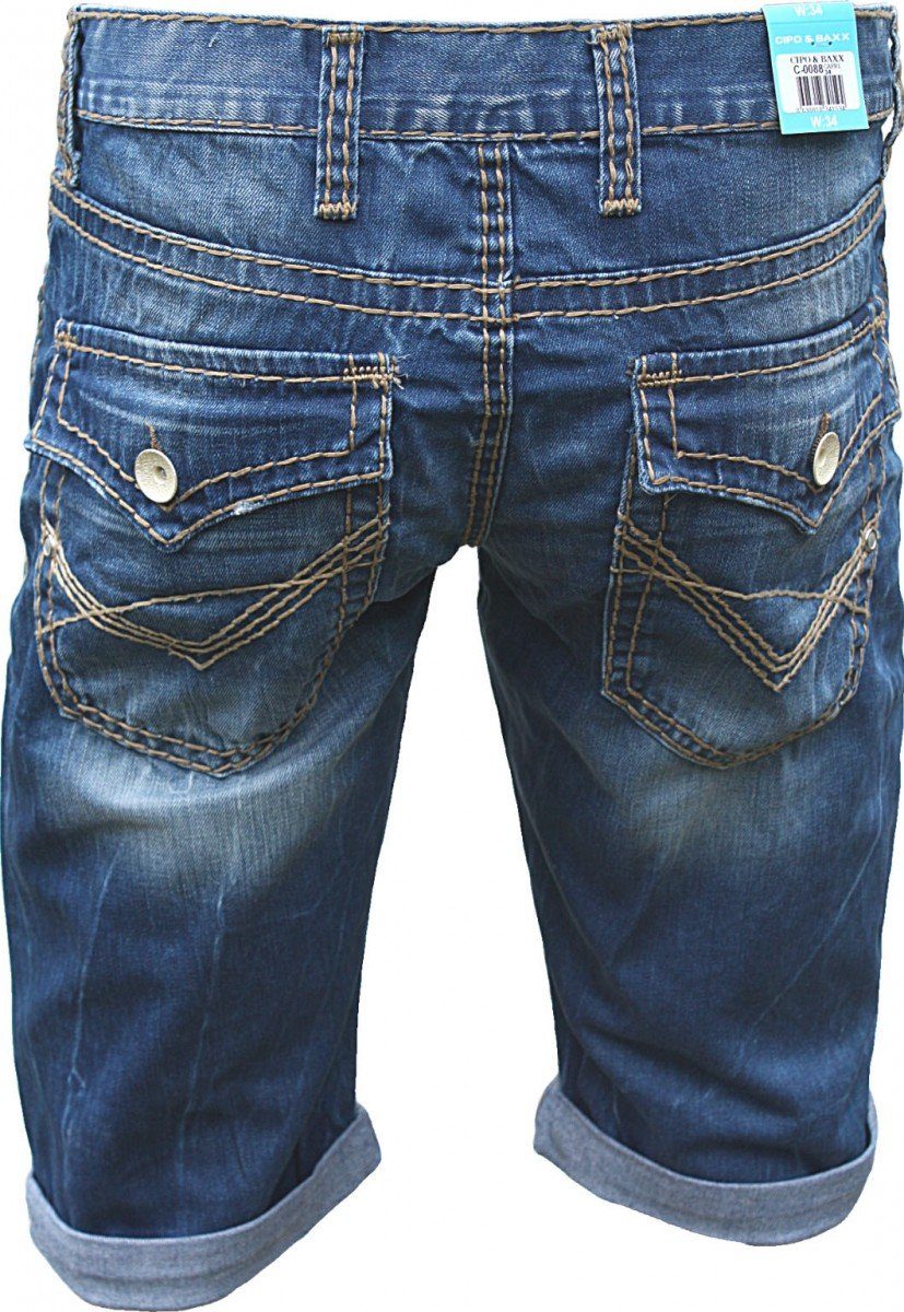 Cipo & Baxx Jeansshorts C-0088 Capri mit dicken Kontrastnähten günstig online kaufen