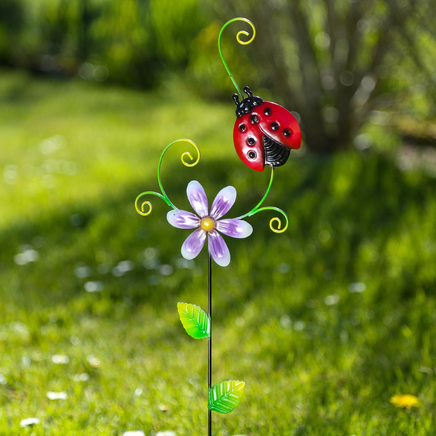 MARELIDA Gartenstecker mit Blume Marienkäfer Terrasse Deko Beet Blumentopf Pflanzenstecker (1-St)