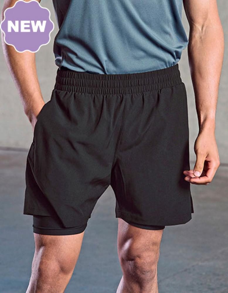 Tombo Trainingshose Men's Double Layer Sports Short kurze Hose