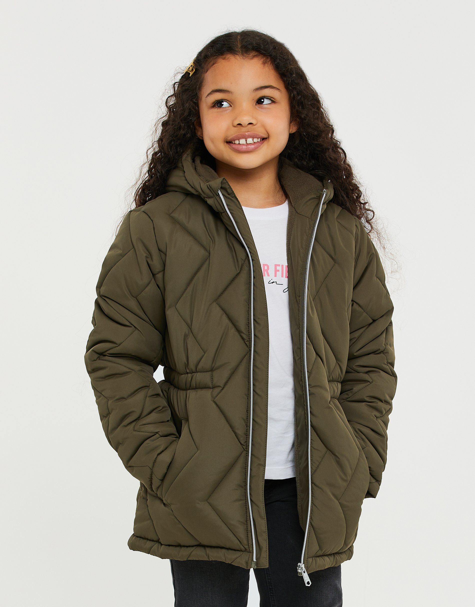 Threadgirls Hooded Winterjacke Khaki- Ziggy olivgrün Quilted THB Jacket