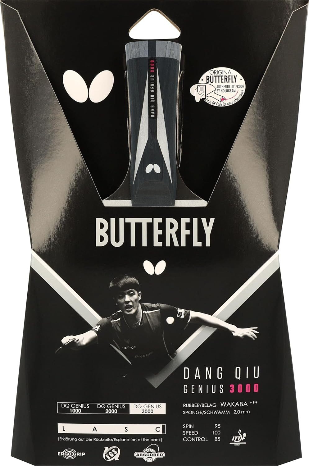 Butterfly Tischtennisschläger Tischtennisschläger DAN QIU Genius 3000, Tischtennis Schläger Racket Table Tennis Bat