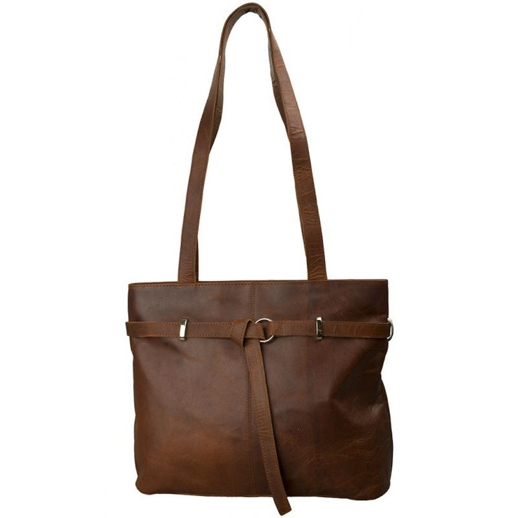 MF Henkeltasche Henkeltasche Büffel Leder braun – Edle Vintage Ledertasche für Damen (1-tlg)