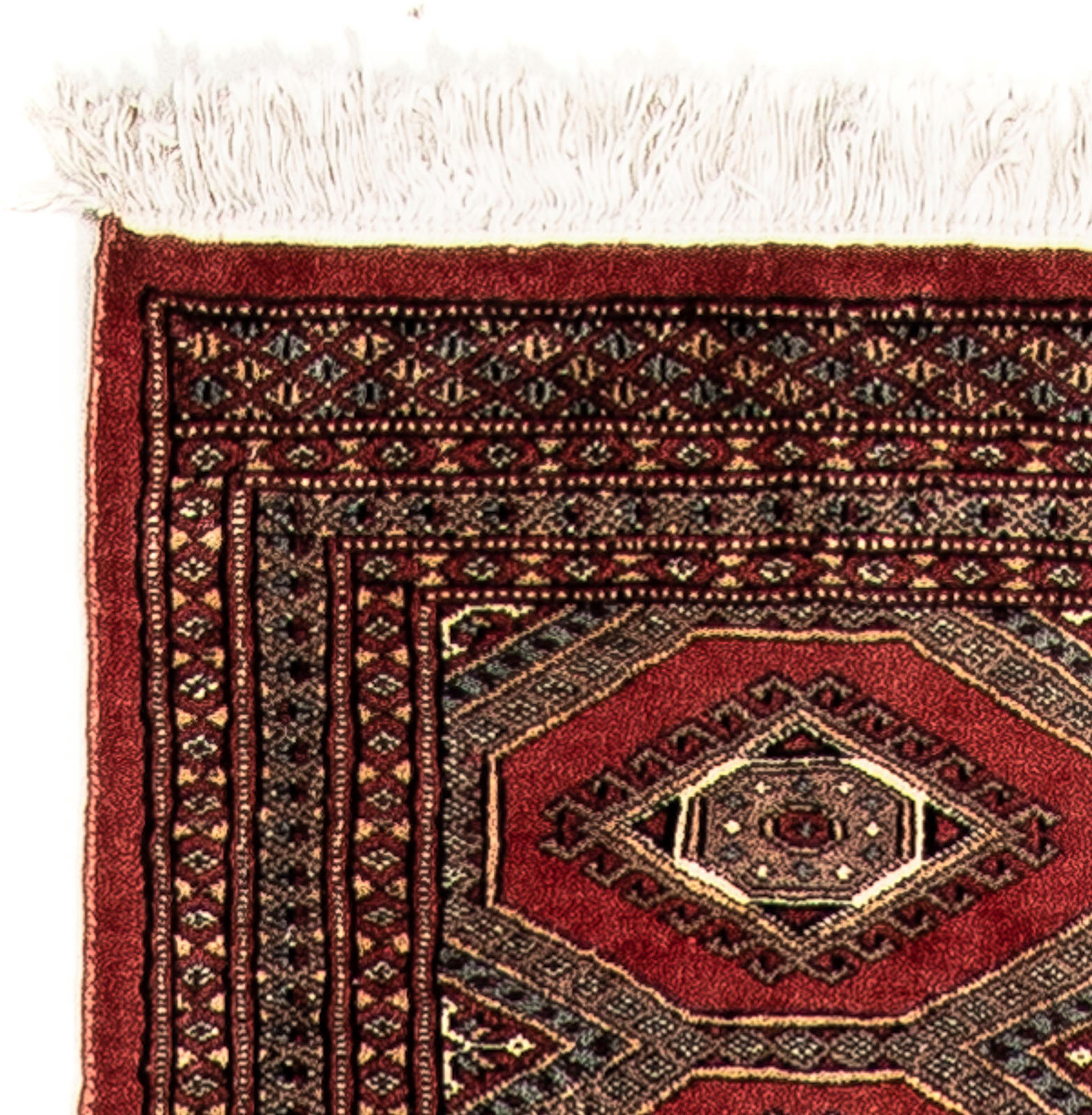 Orientteppich Afghan - Buchara x Zertifikat - dunkelrot, - morgenland, mit Einzelstück Handgeknüpft, mm, rechteckig, 7 396 64 Wohnzimmer, Höhe: cm