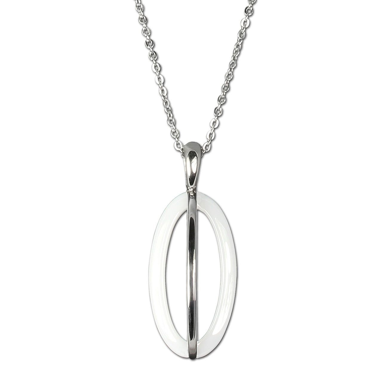 Amello Schmuckset Amello Edelstahlschmuckset Keramik weiß (2-tlg., Schmucksets), Damen Schmucksets, Edelstahl (Stainless Steel), Farbe: silberfarben, w