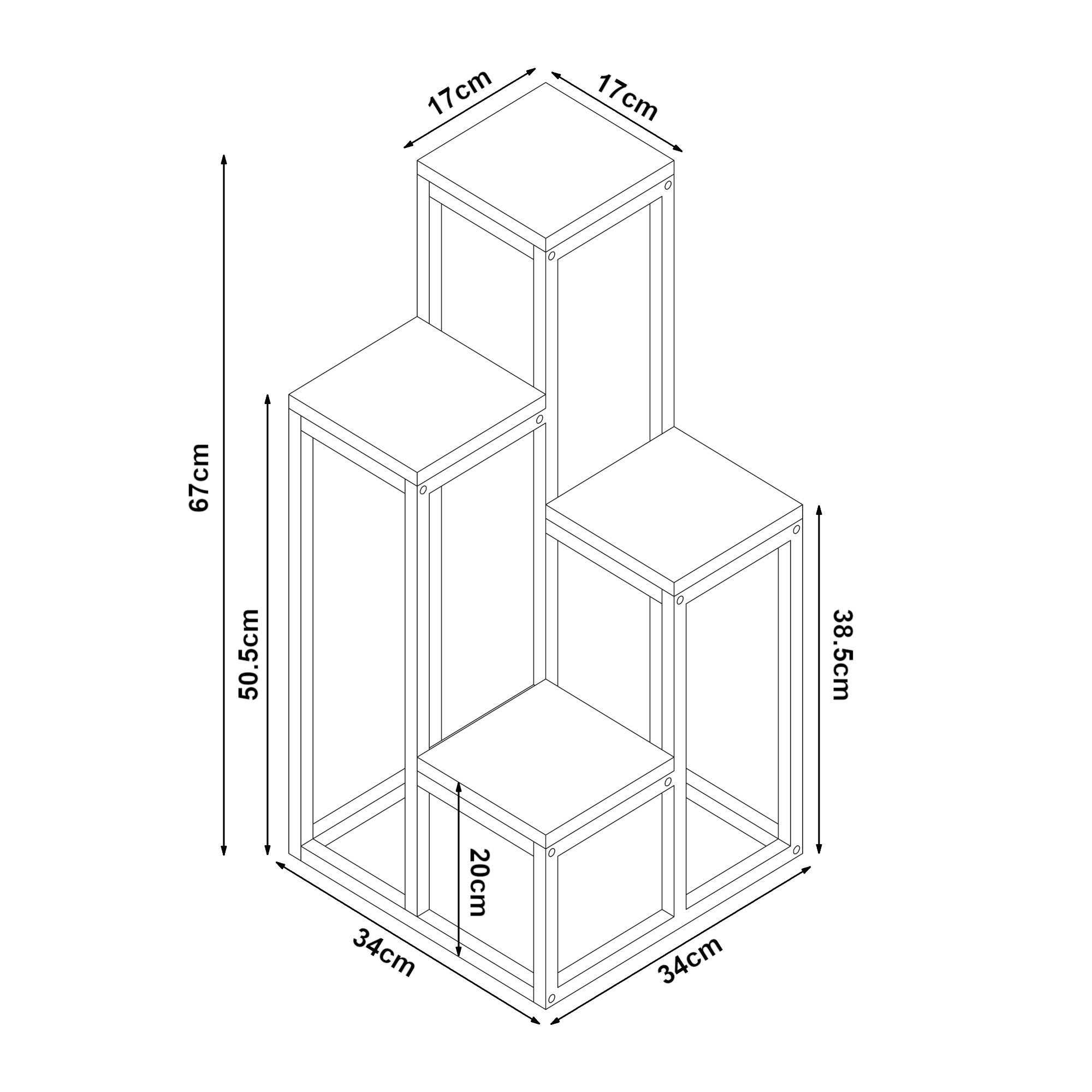 en.casa flower stand, »Ameland« plant stand, metal, black