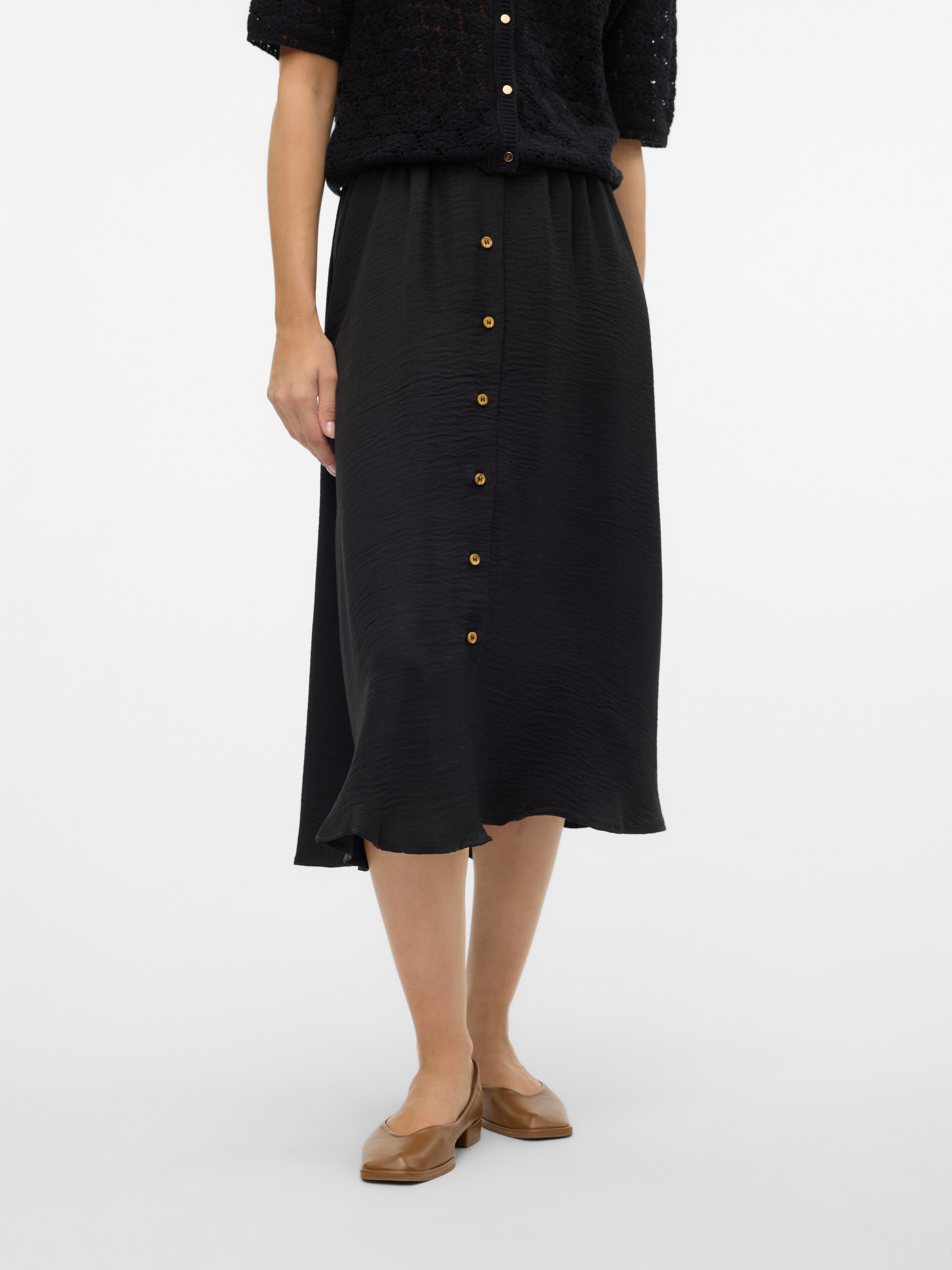Vero Moda Maxirock VMMELANEY HW BUTTON CALF SKIRT WVN NOOS