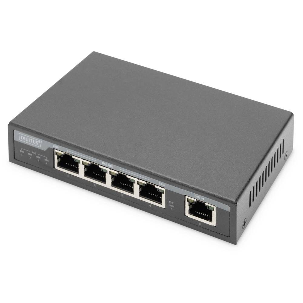 Digitus 4-Port Gigabit 4PPoE Extender, 802.3at, 60 W Netzwerk-Switch