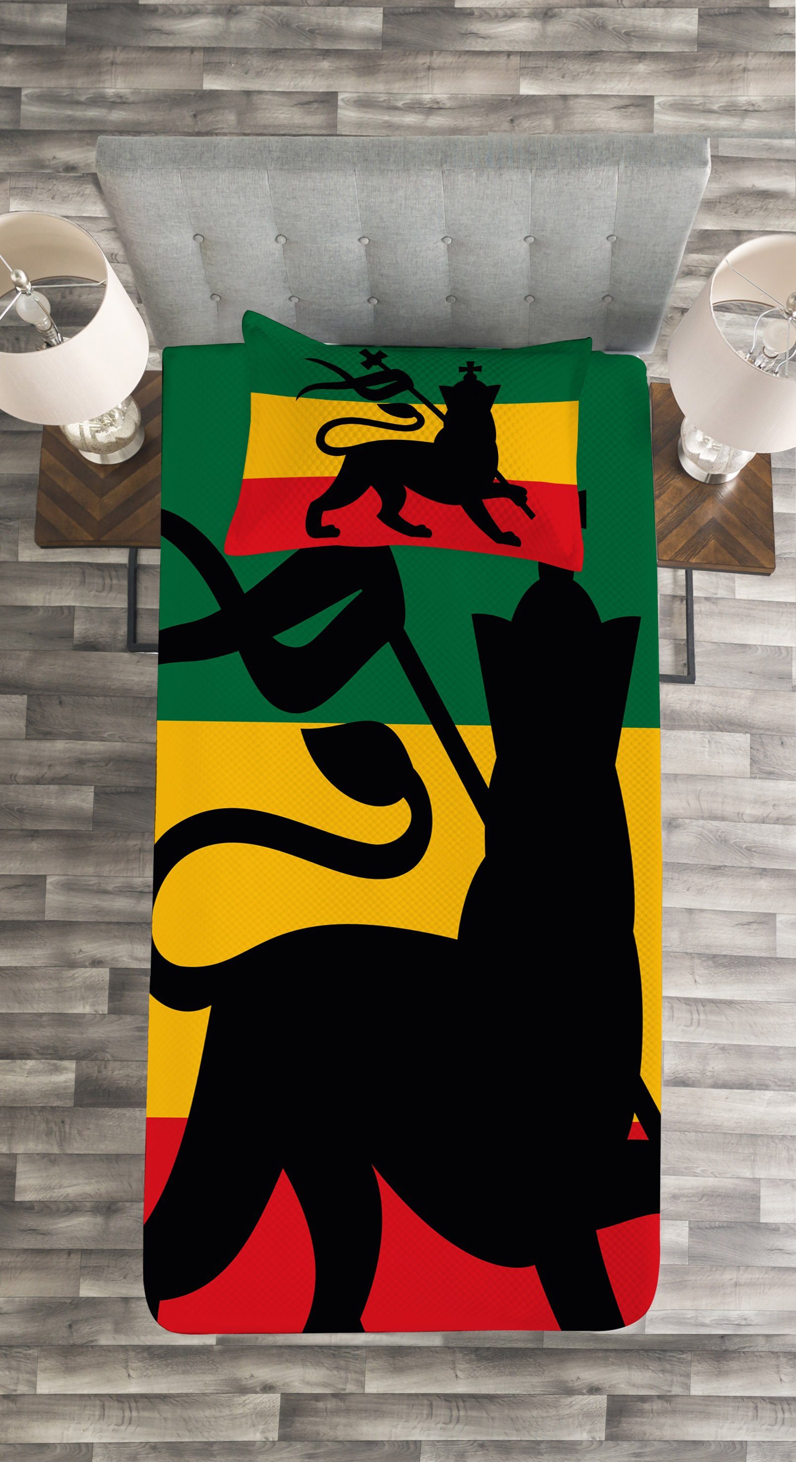Set Judah Kissenbezügen Waschbar, Reggae Tagesdecke Rasta Abakuhaus, mit Lion Flagge