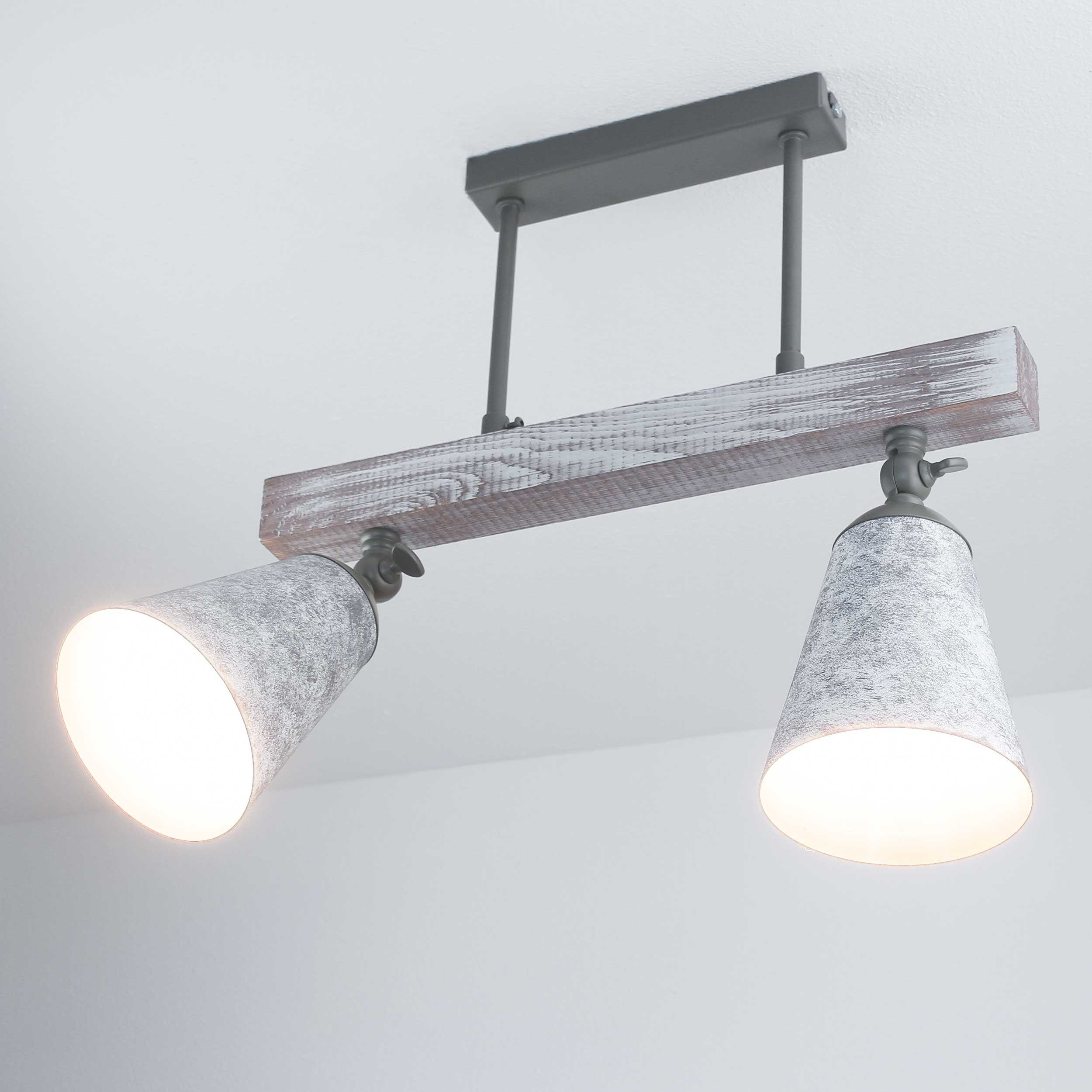 Licht-Erlebnisse Deckenstrahler AGAP, ohne Leuchtmittel, Metall Deckenlampe Holz Küche schwenkbar in Deckenstrahler Weiß Shabby