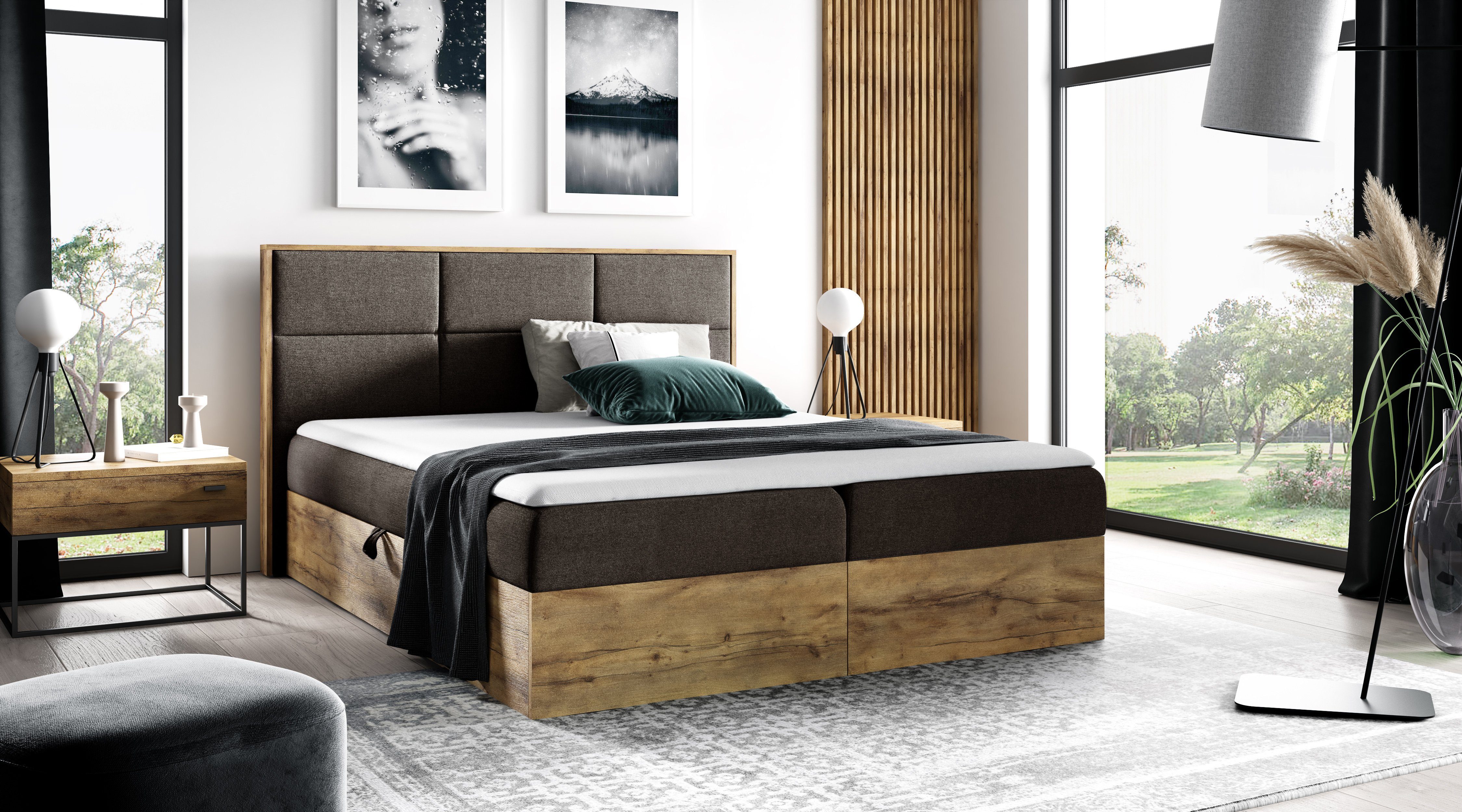 yourhouse24 Boxspringbett Wood II mit 2 günstig online kaufen