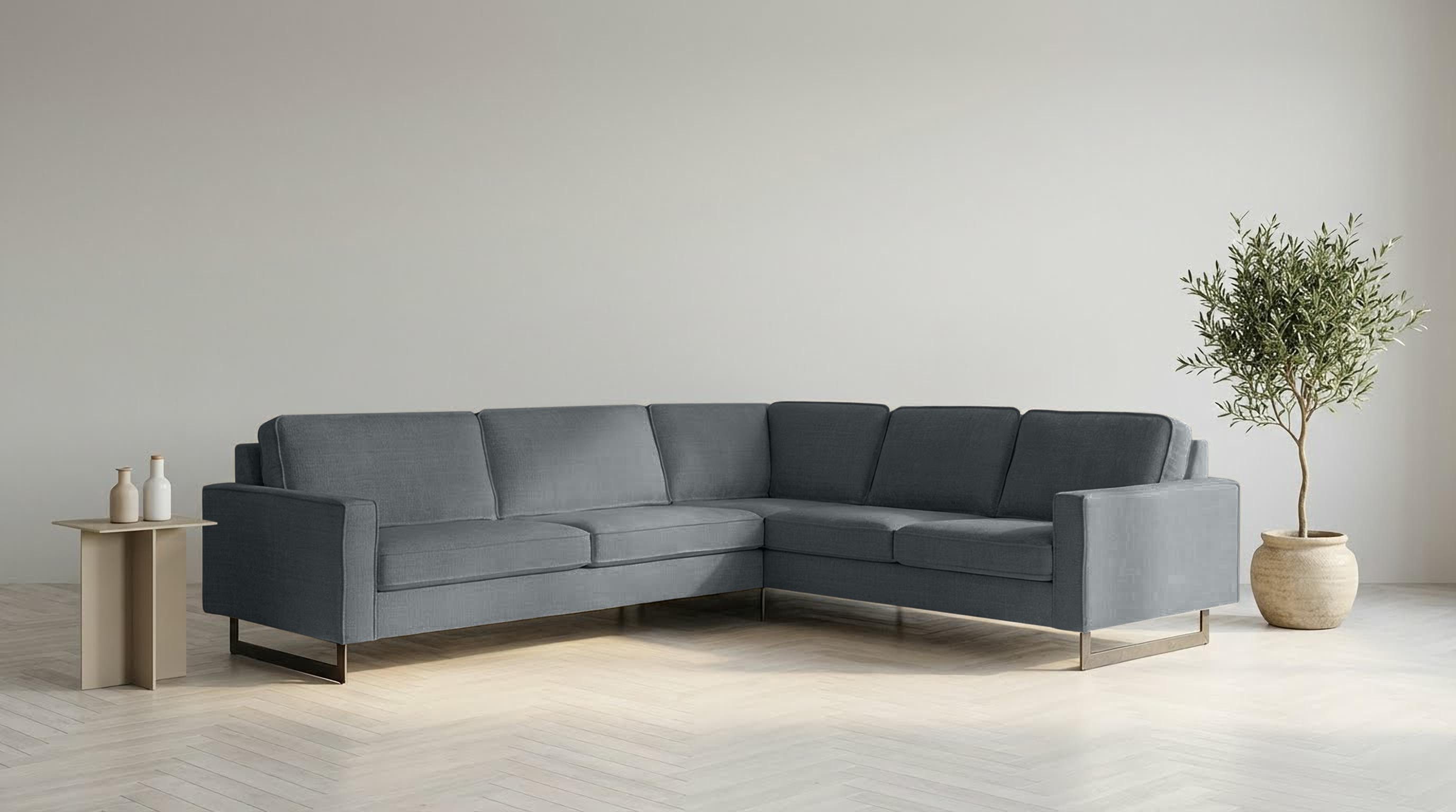Home affaire Ecksofa Pinto, XXL, 250/290 cm, langer Schenkel, Ottomane, Cord, Chenille, Lederoptik, mit Keder, Metallfüße, Wellenunterfederung