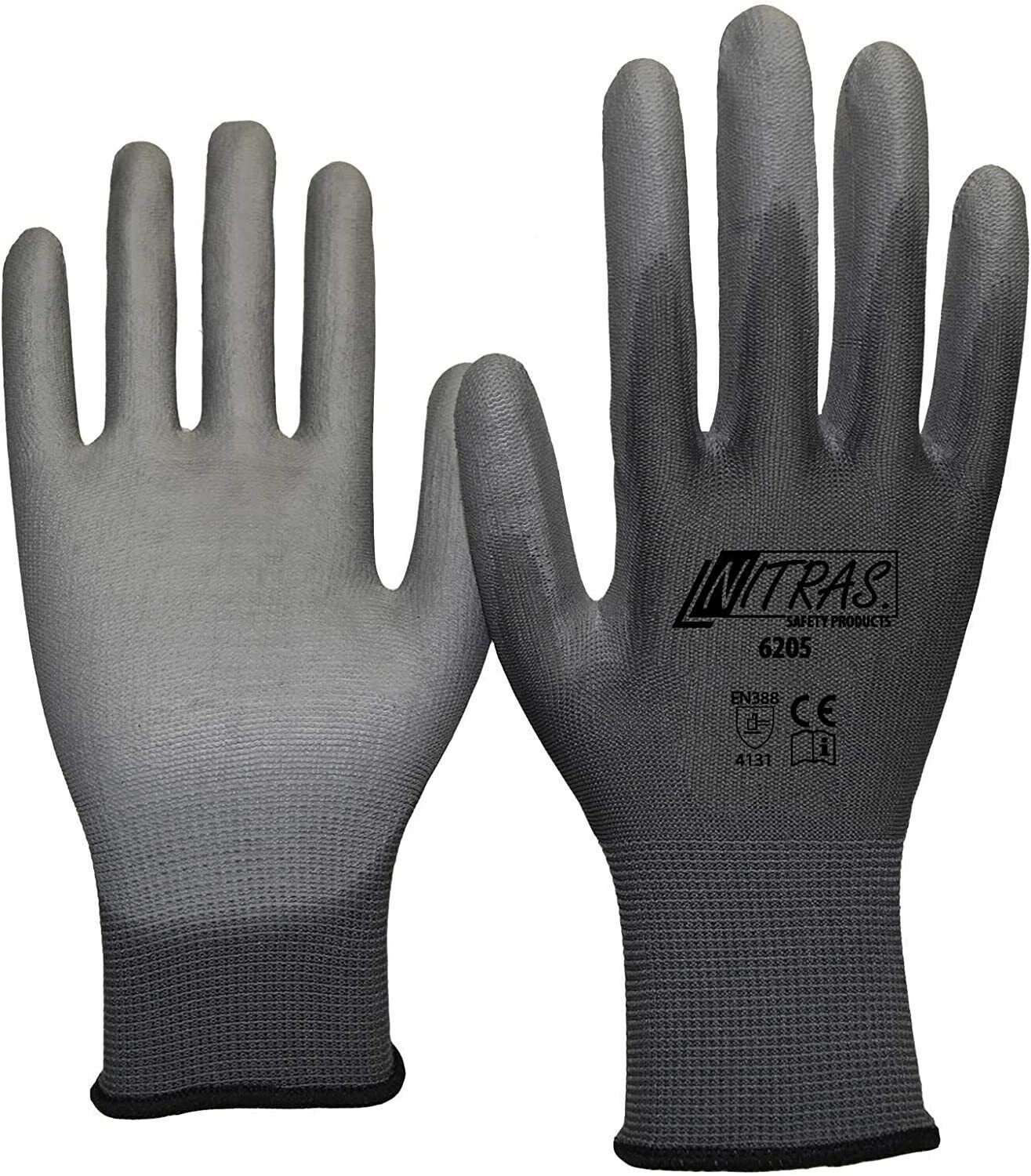 Nitras Gartenhandschuhe Nylon Strickhandschuh grau PU-Beschichtung (Packung günstig online kaufen