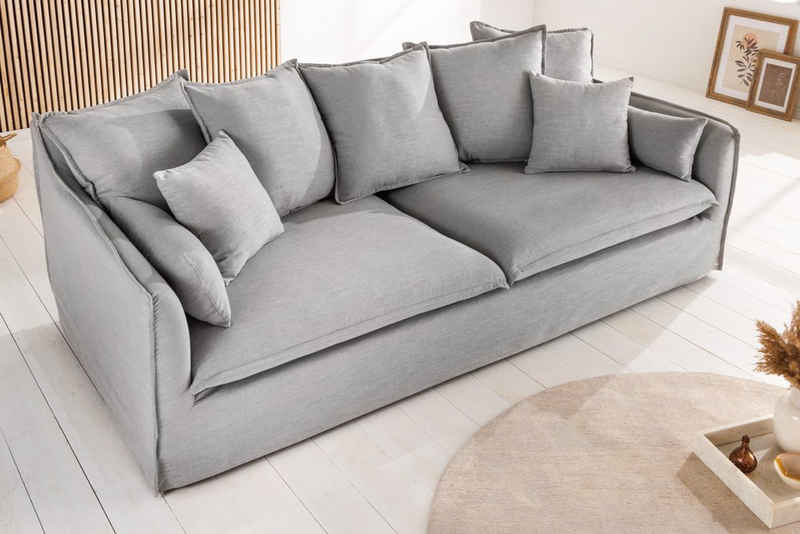 riess-ambiente 3-Sitzer HEAVEN 202cm grau, Einzelartikel 1 Teile, Wohnzimmer · Leinenstoff · Federkern · Landhausstil