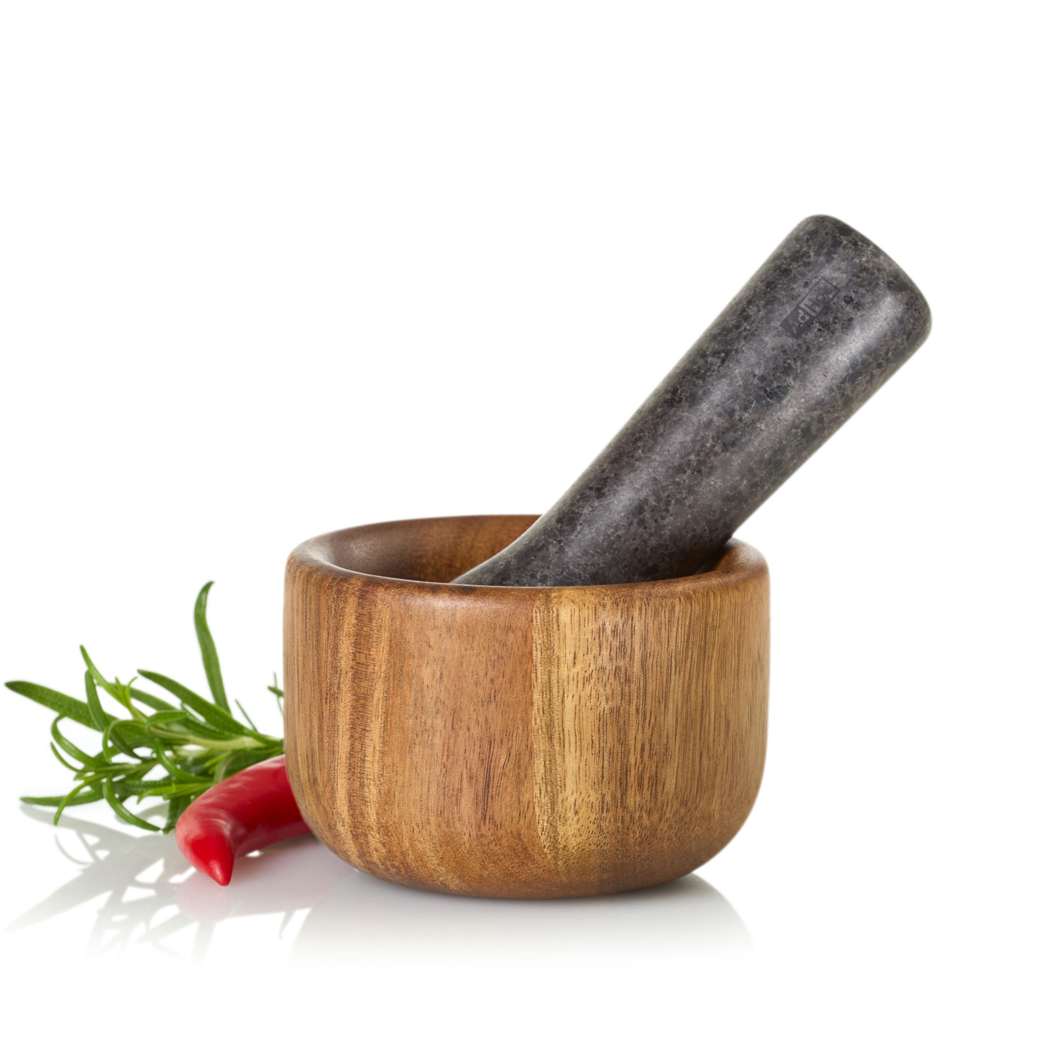 AdHoc Миномет aus Holz und Stößel aus Granit TARU, (2-tlg), für ein müheloses und effizientes Reibergebnis