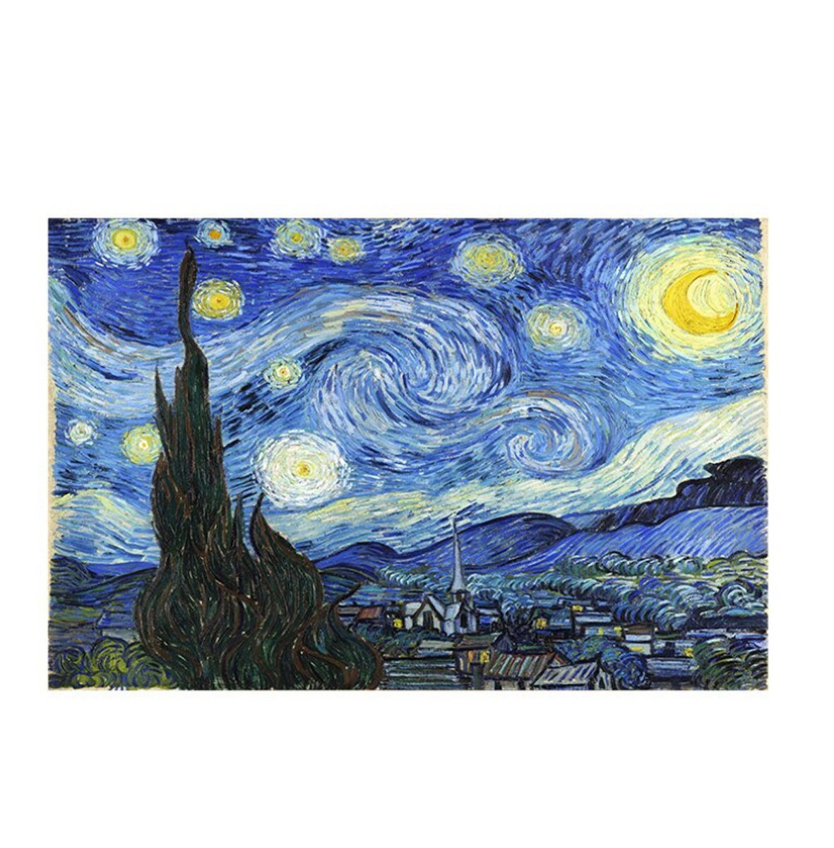 TPFLiving Kunstdruck (OHNE RAHMEN) Poster - Leinwand - Wandbild, Van Gogh - Sternennacht - (Motiv in verschiedenen Größen), Farben: Blau, Grün, Gelb - Größe: 20x30cm