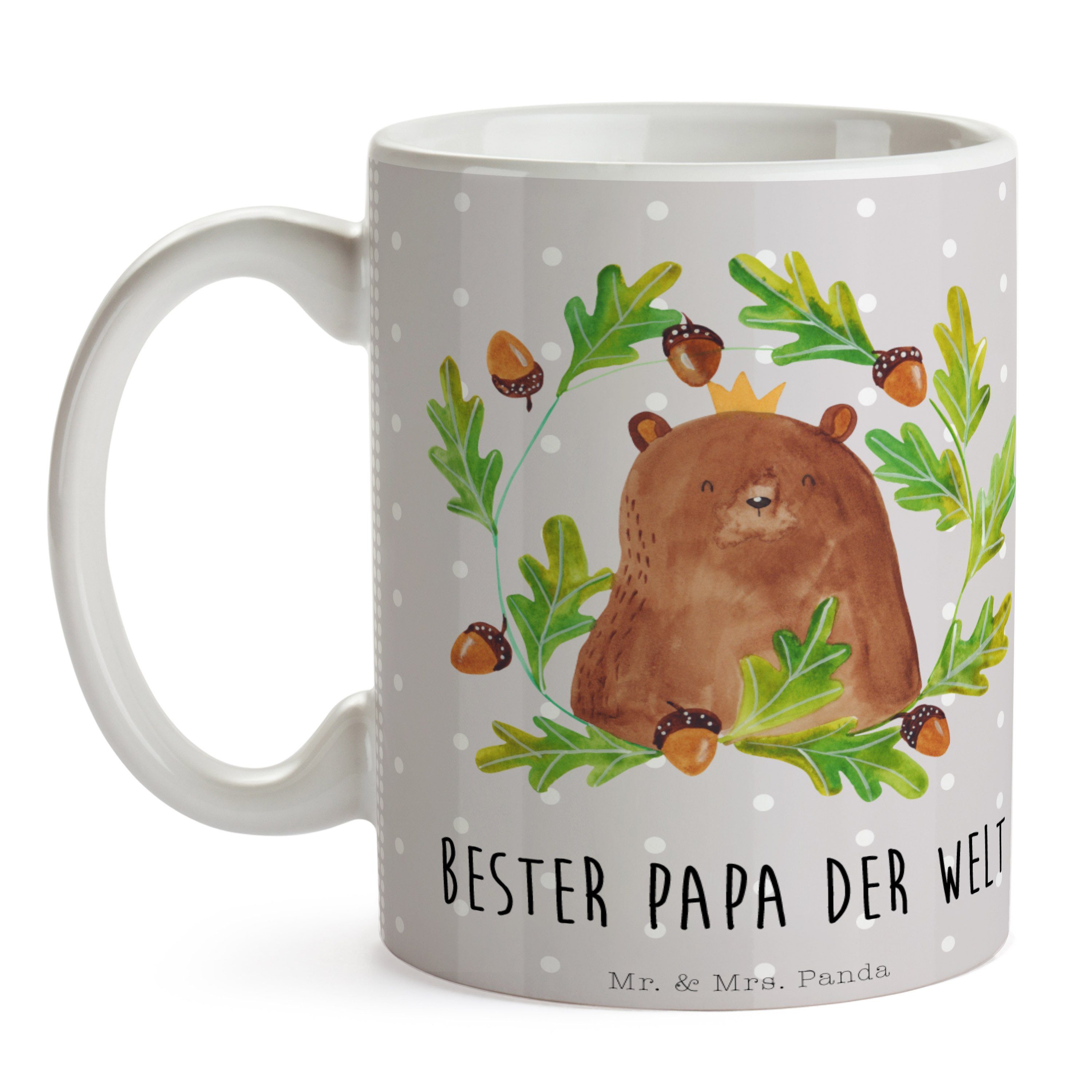 Geschenk, Teddybär, Kaffeetasse, Bär Keramik Pa, Mrs. Tasse Panda König Grau - - Mr. bester & Pastell