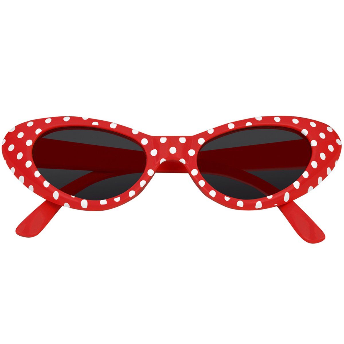 Das Kostümland Verkleidungsmaske Cat Eye Brille Sandy mit Punkten, Rot Weiß günstig online kaufen