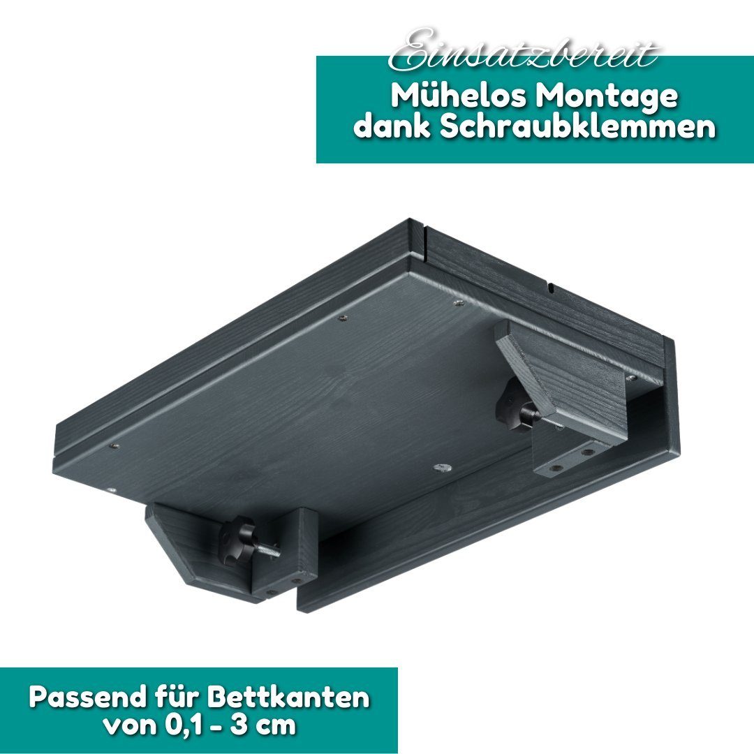 Alavya Home® Nachttisch-Tablett MILO für Organizer Etagenbettregal und Anthrazit Kinder I Kiefer I Studentenwohnheimzimmer aus Erwachsenen, für Nachttisch Bettablage