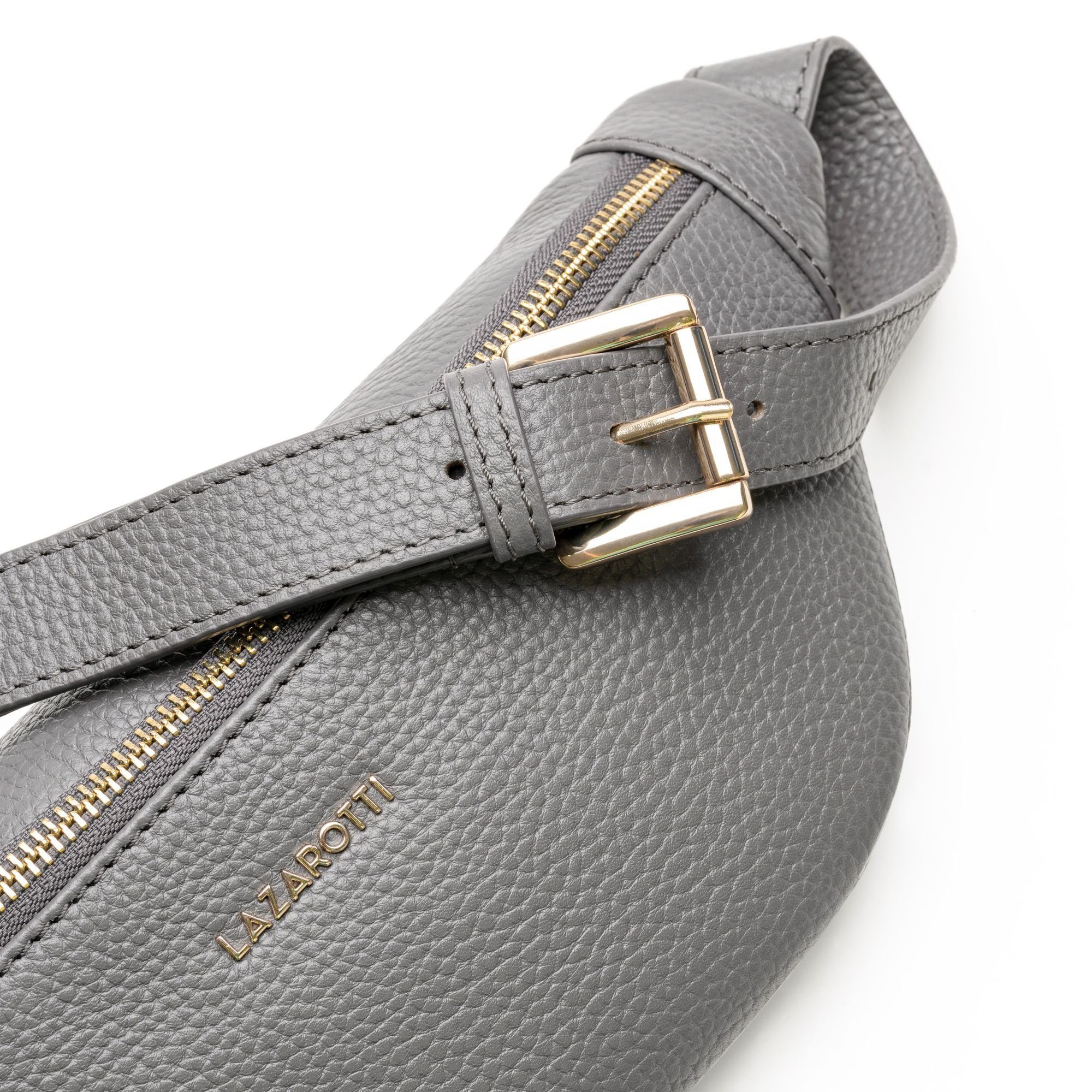 grey Bologna Leather, Leder Lazarotti Gürteltasche