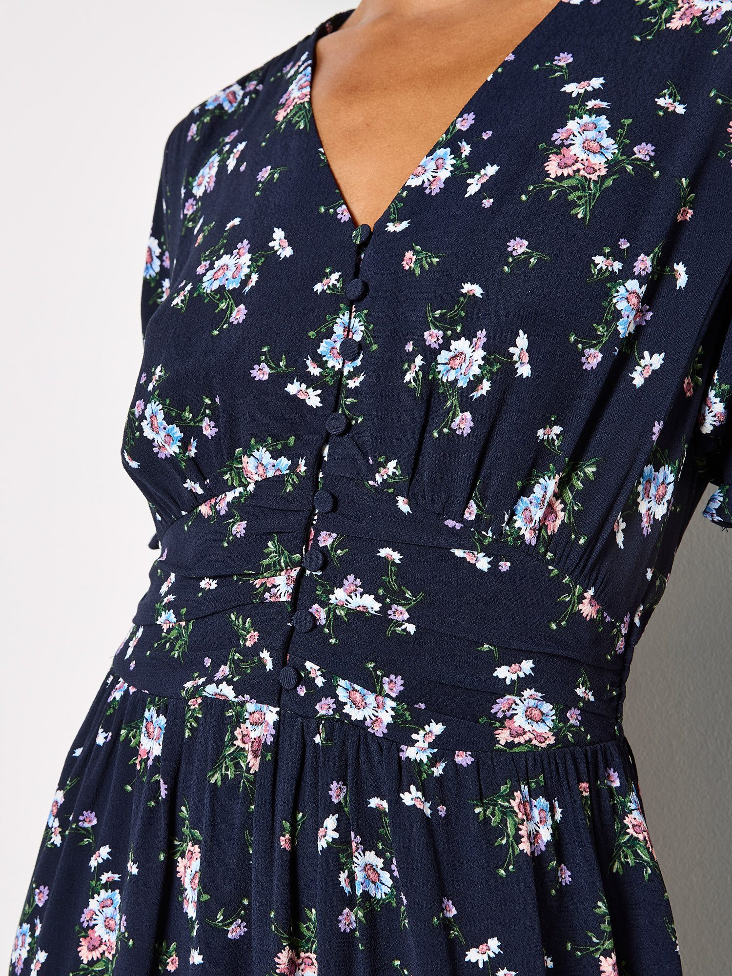 Apricot Druckkleid Midi-Kleid mit Blumenprint
