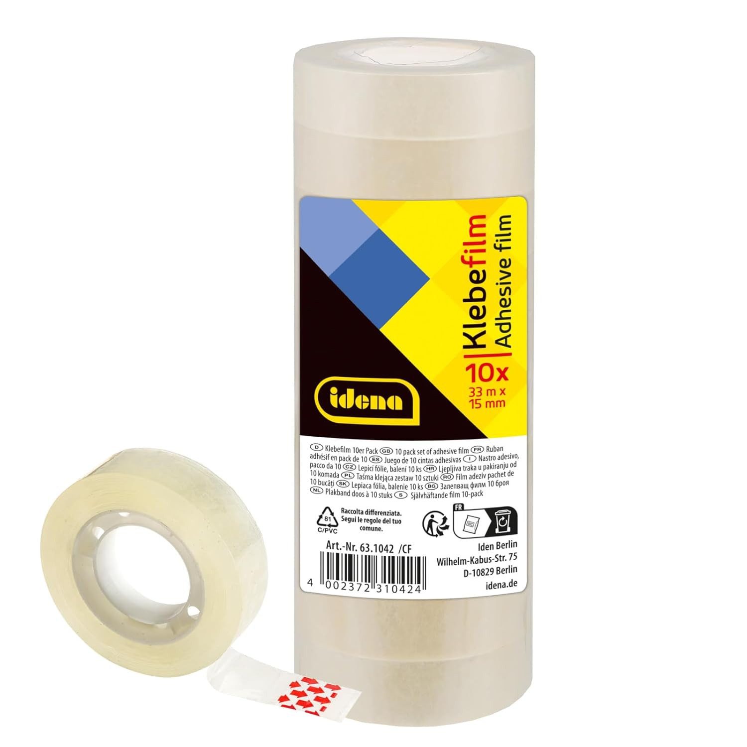 Idena Spiel Idena Klebefilm transparent 1,5 cm x 33 m 10 Rollen