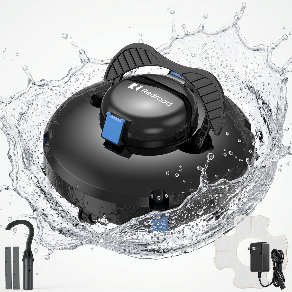 redroad Poolroboter 2026 Kabellos Poolsauger 6800mAh Akku Selbstparkend bis 200m², 8000LPH/6800 mAh/18° Steigwinkel/Lange Laufzeit/Selbstparkend/180min