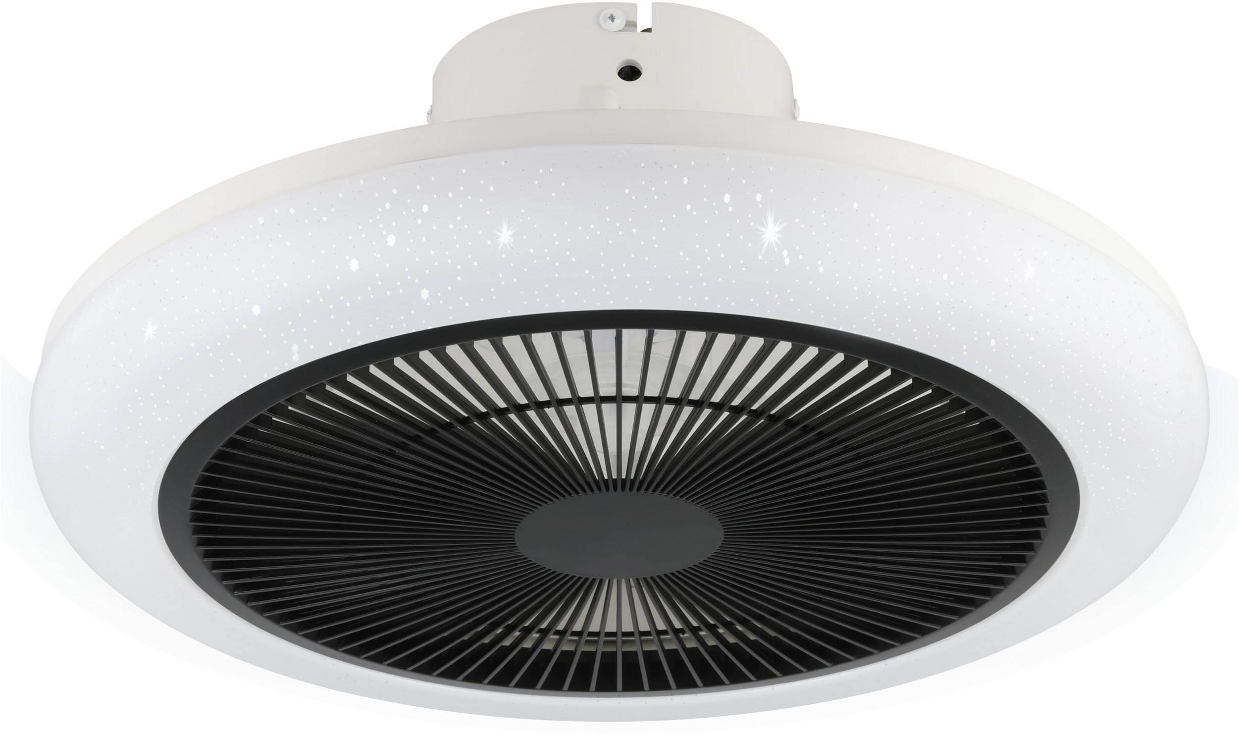 EGLO LED Deckenleuchte KOSTRENA Leuchte und Ventilator - ABS - LED - 3X8,5W - IP20, Dimmfunktion, Ventilatorfunktion, dimmbar über Fernbedienung, mehrere Helligkeitsstufen, LED fest integriert, Kaltweiß, Neutralweiß, Warmweiß, Deckenventilator, Deckenleuchte, Wohnzimmer, Schlafzimmer, H19xØ45,5cm