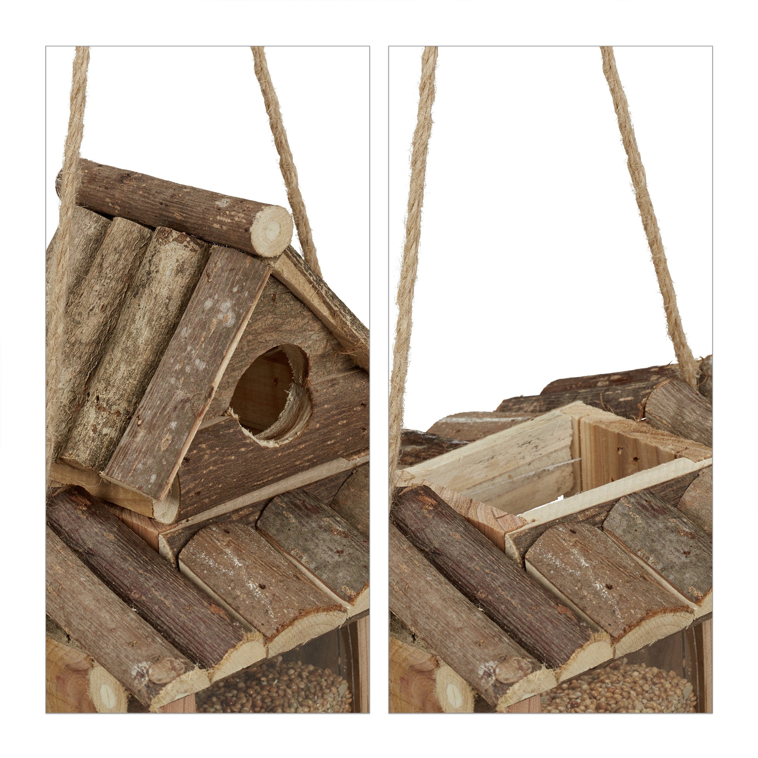relaxdays Vogelhaus Vogelfutterhaus zum Aufhängen