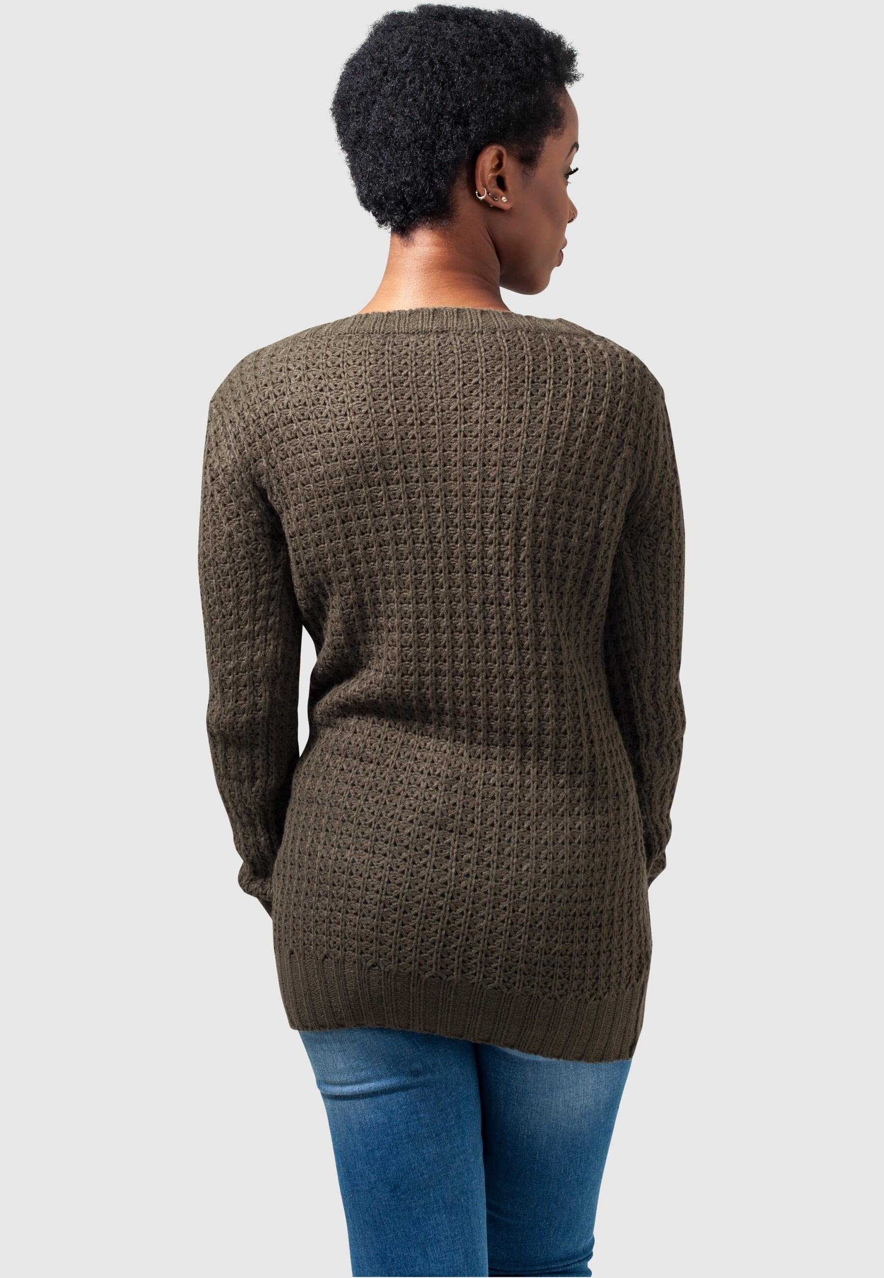 URBAN Wideneck CLASSICS (1-tlg) Sweater Damen olive Ladies Long Kapuzenpullover