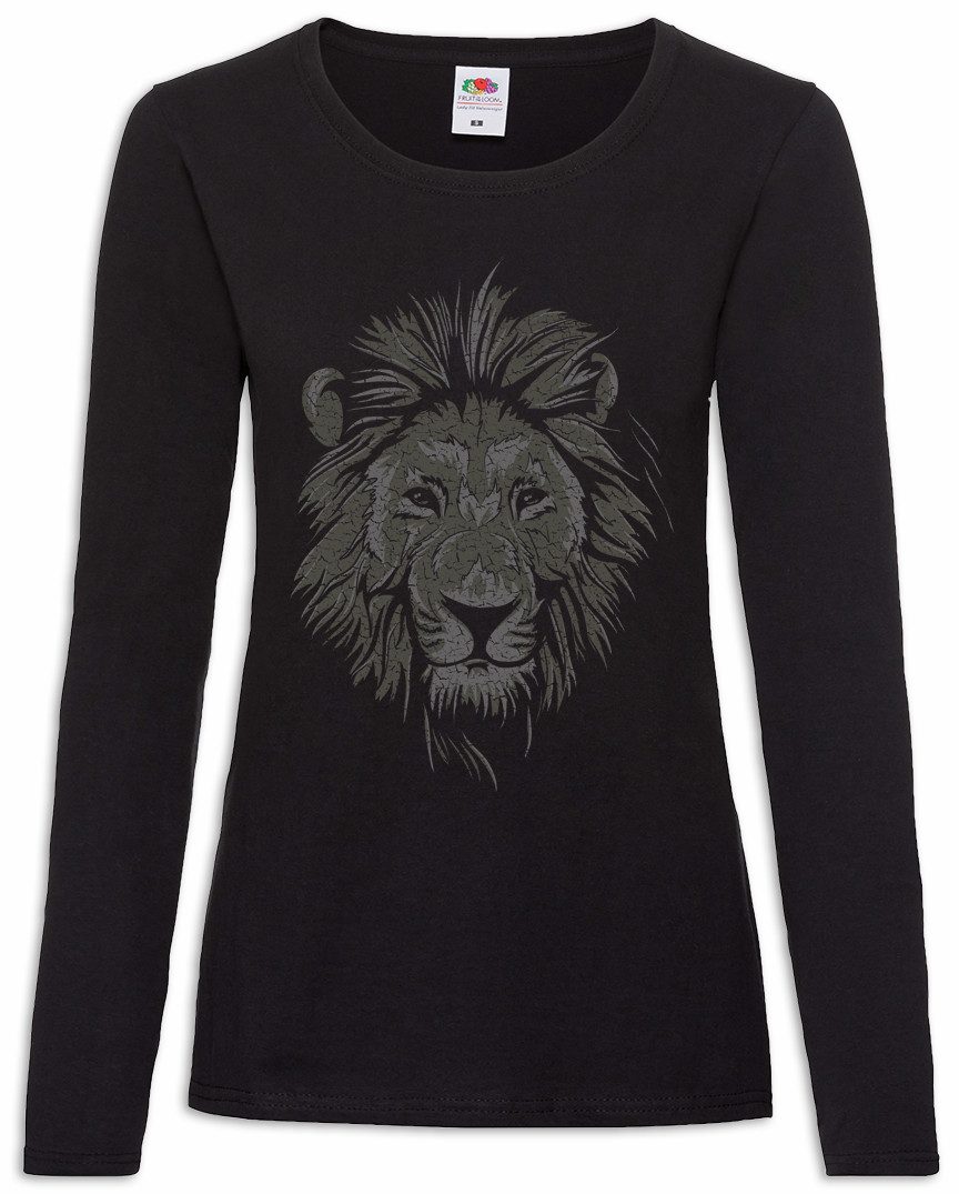 Langarmshirt Lion Face Damen Langarmshirt Vegan Vegetarier Veganer Tierschutz Löwe