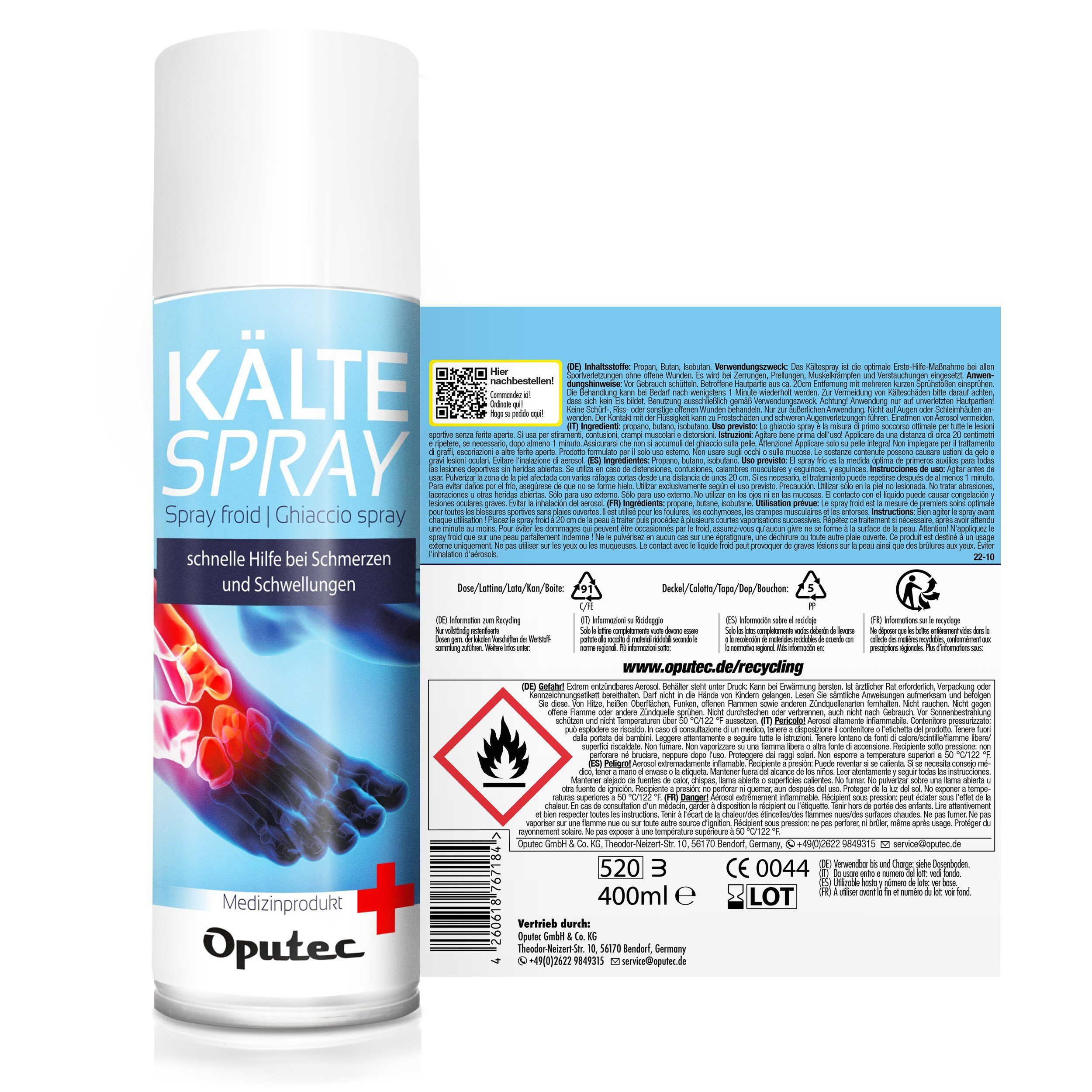 Oputec Erste-Hilfe-Set 3 x 400ml Oputec Kältespray Klassisch - Erste-Hilfe Kühlspray Eisspray, (Spar-Set)