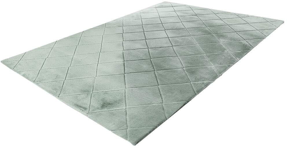 Carpet City Hochflor-Teppich Moment, rechteckig, Höhe: 31 mm, besonders weich, Kaninchen Fell Haptik, 3D-Effekt, Rauten, Wohnzimmer