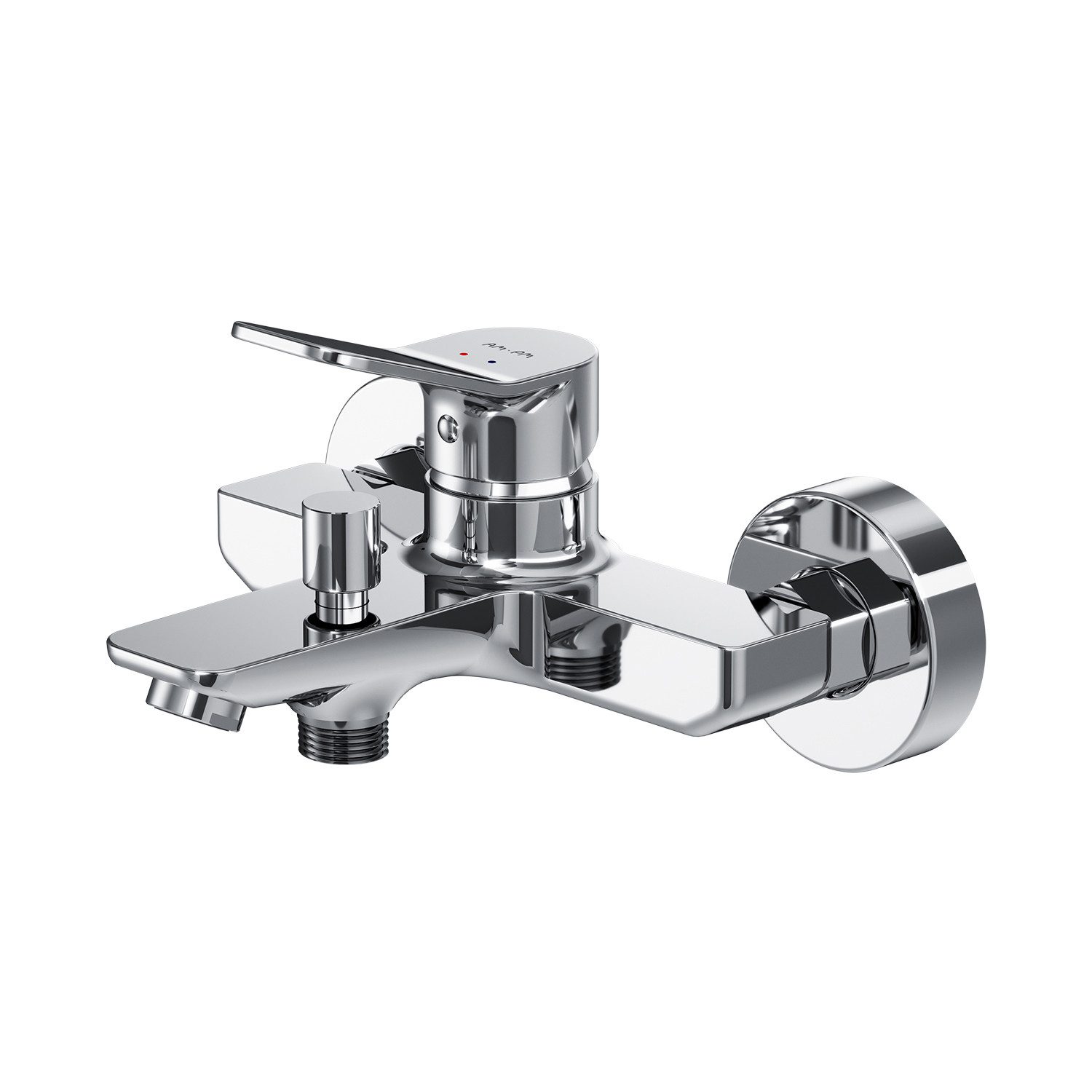 AM.PM Badarmatur Bad Armatur Wannenarmatur X-JOY Mischbatterie Wasserhahn Badewanne (Badezimmerarmatur Badewannenarmatur mit Duschschlauchanschluss Chrom / Silber, Einhebelmischer mit Auslauf) inkl. 2 x Abdeckrosetten