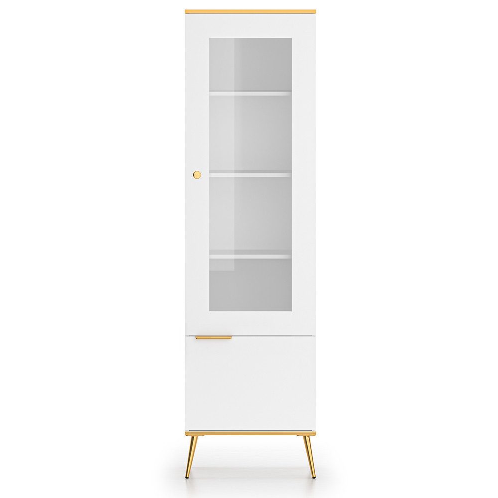Lomadox Vitrine VLORA-131 Schrankvitrine, weiß mit günstig online kaufen
