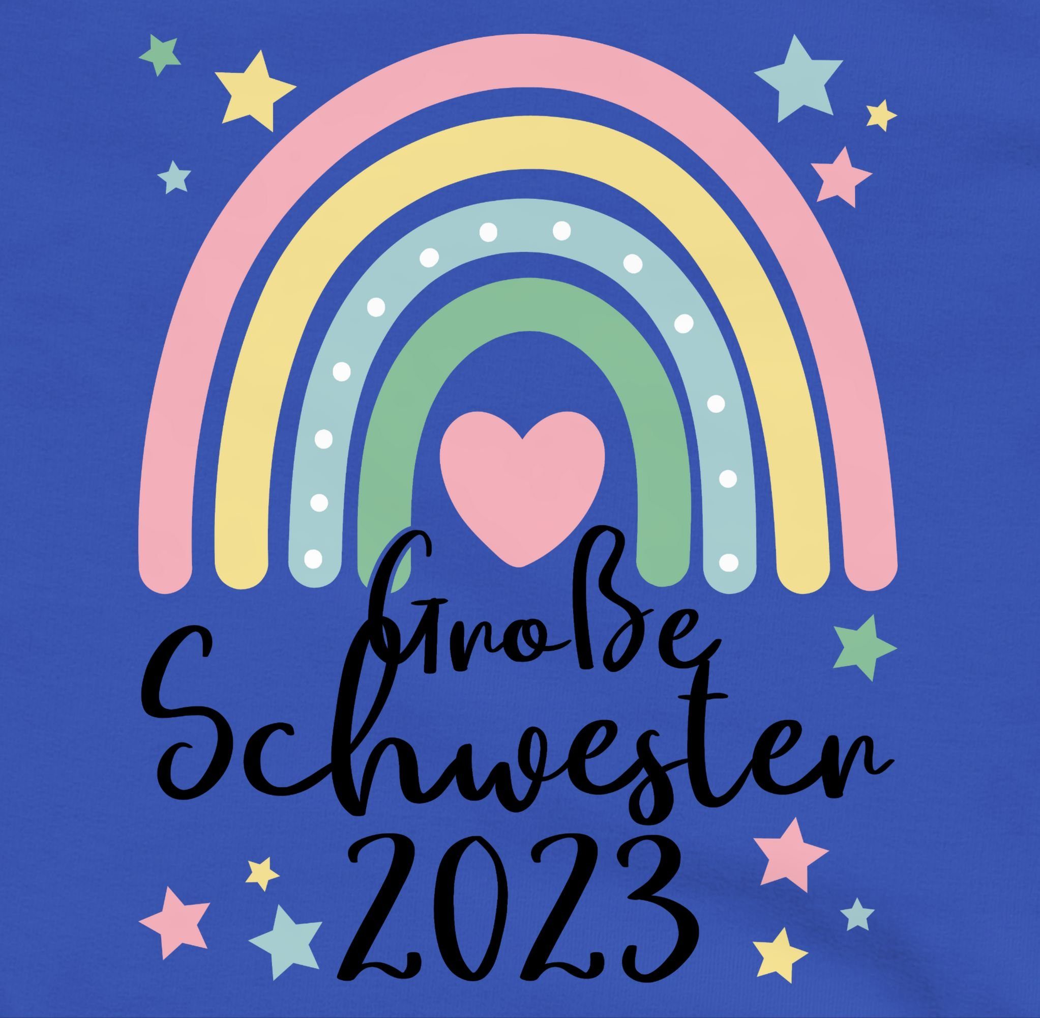 Big Royalblau Sister Große Schwester Regenbogen 3 Geschenk Schwester Hoodie Große Shirtracer 2023