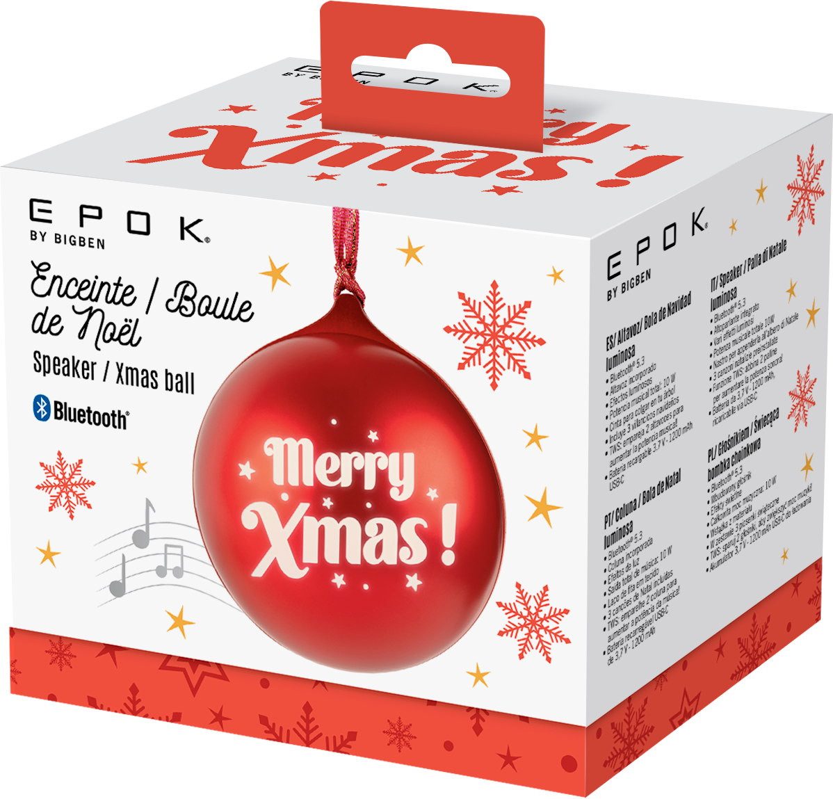 BigBen Bluetooth portabler Lautsprecher EPOK Weihnachtskugel rot AU390155 Bluetooth-Lautsprecher