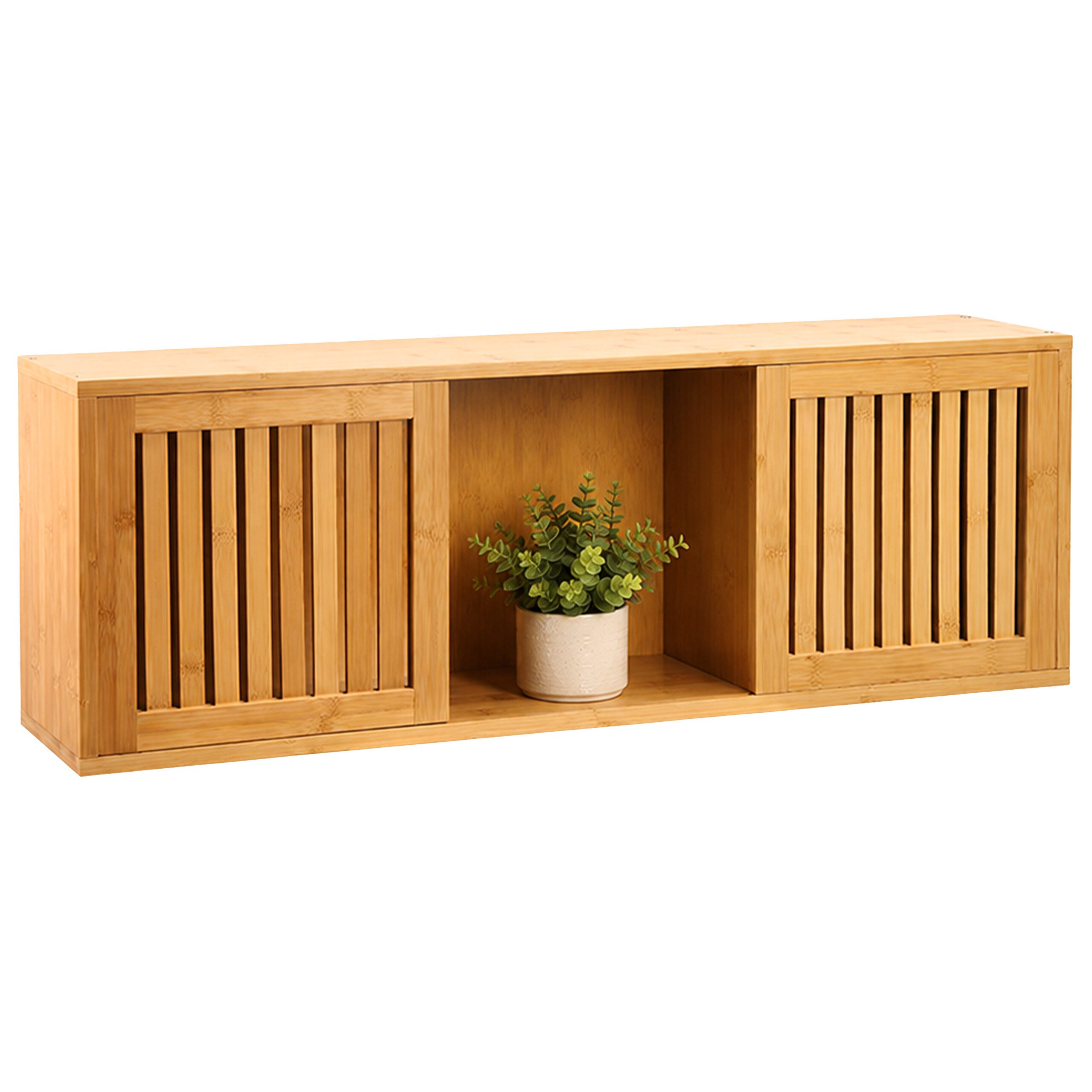 relaxdays Hängeschrank Wandregal mit 2 Schiebetüren (1-St)